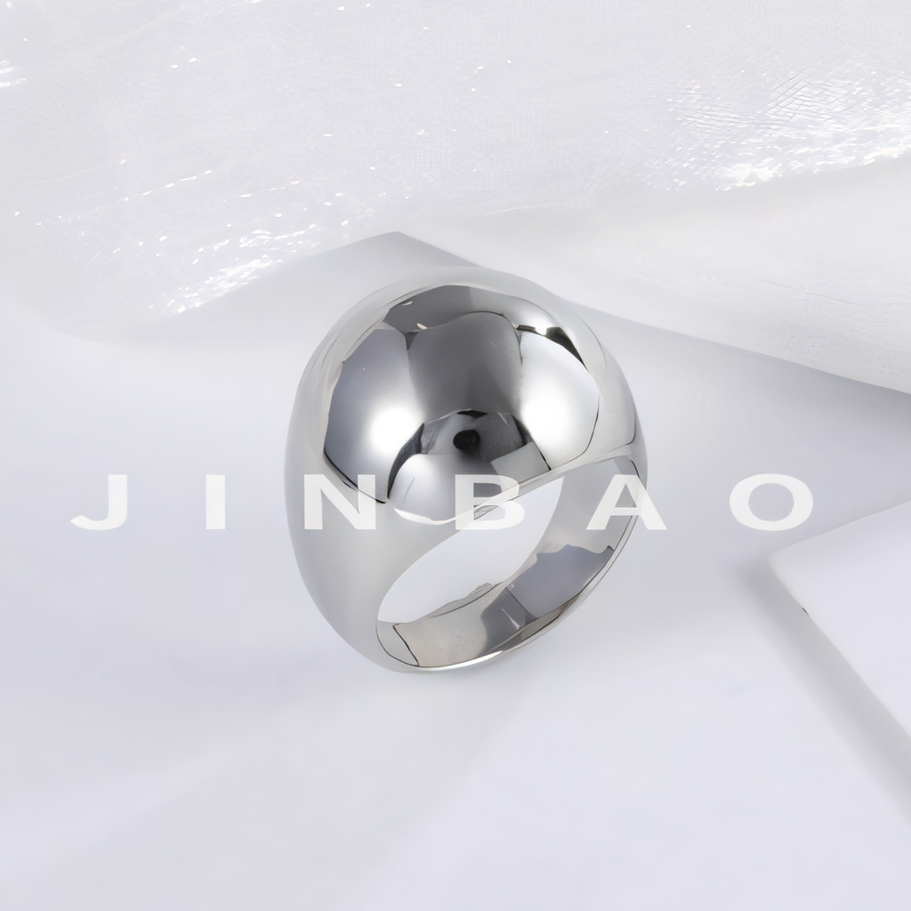 Modern Stainless Steel Dome Signet Ring Minimalist Band Fashion Jewelry for Women | ML084