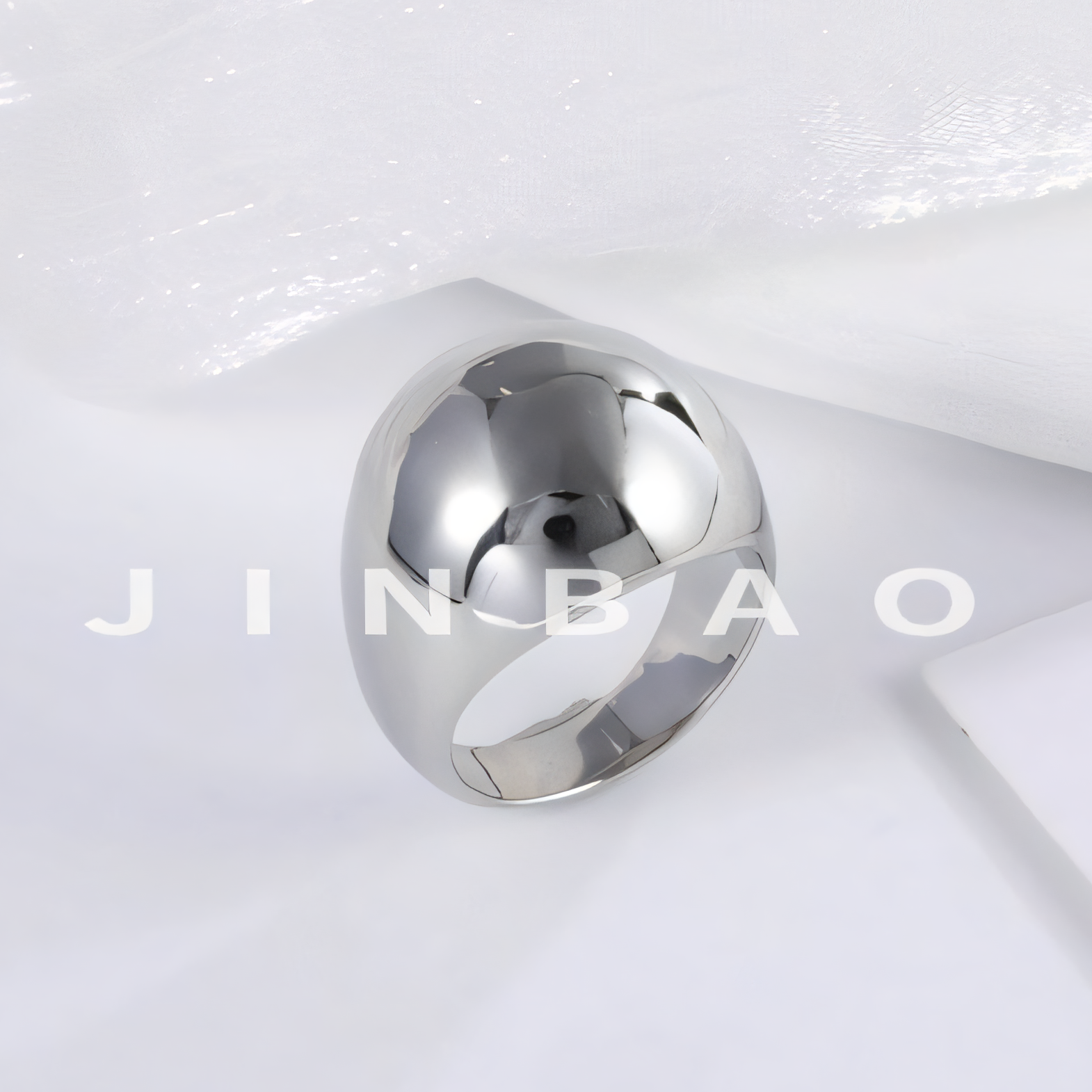 Modern Stainless Steel Dome Signet Ring Minimalist Band Fashion Jewelry for Women | ML084