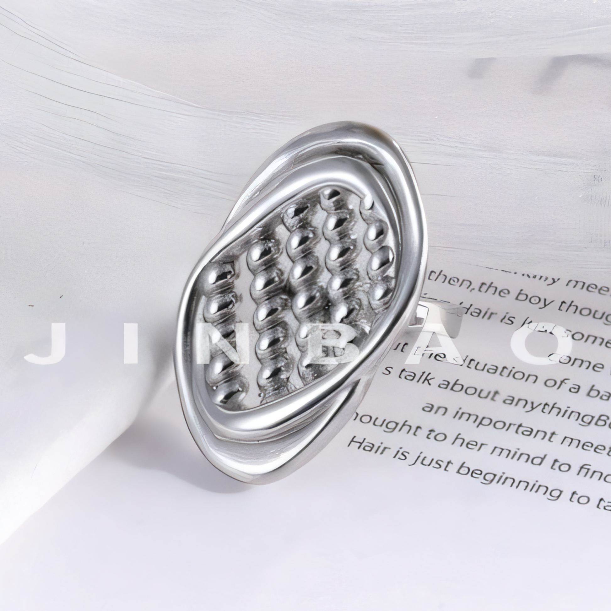Modern Studded Design Stainless Steel Ring for Women | G003596
