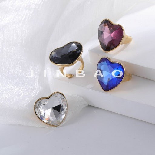 Multicolor Heart-Shaped Gemstone Ring Fashionable Luxurious Design for Women | K002094