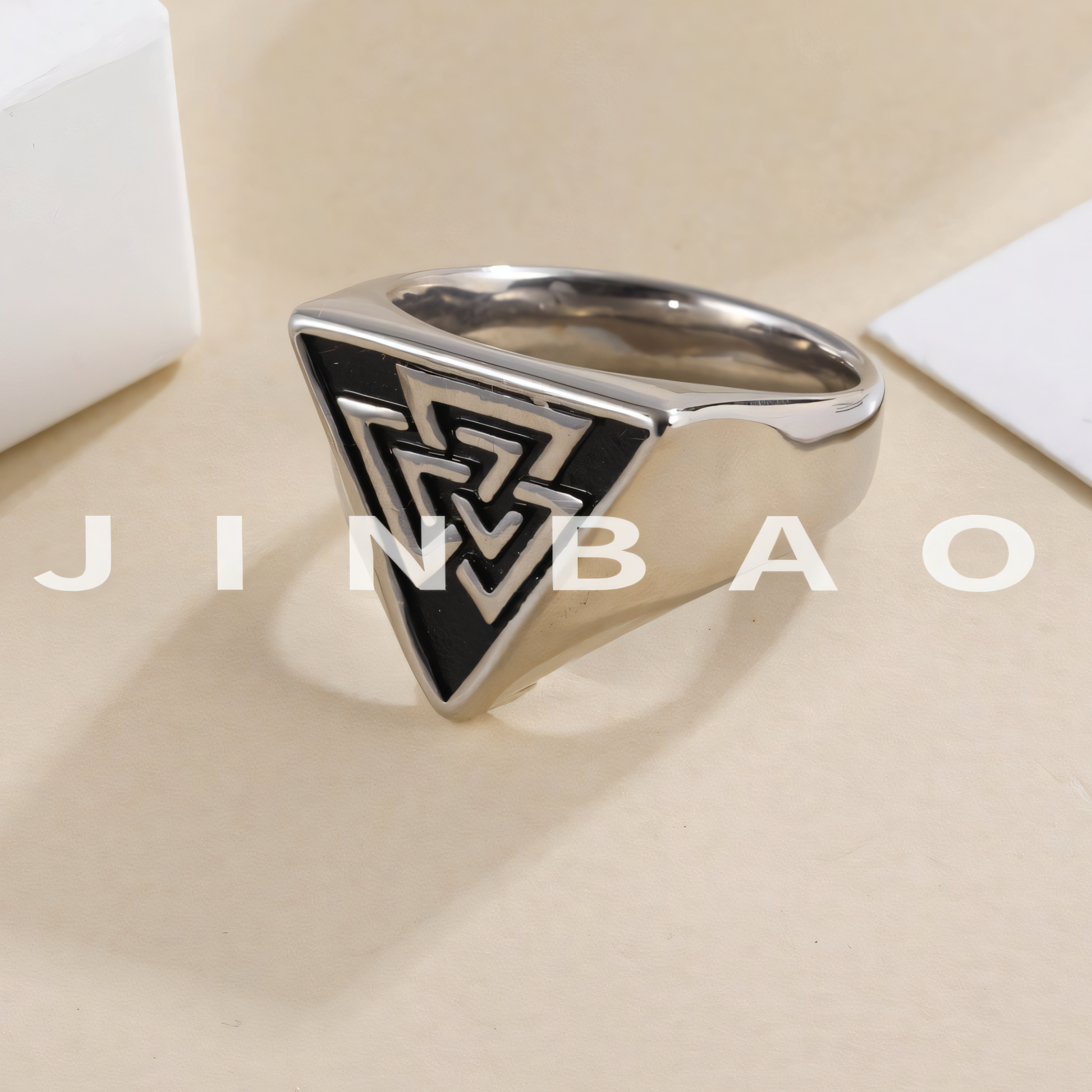 Nordic Retro Triangle Hip Hop Men's Stainless Steel Ring | G00994