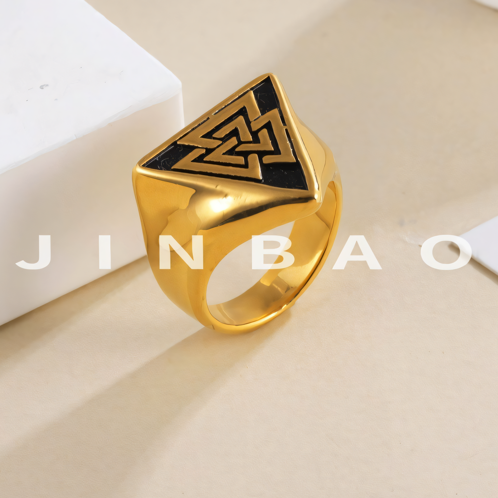 Nordic Retro Triangle Hip Hop Men's Stainless Steel Ring | G00994