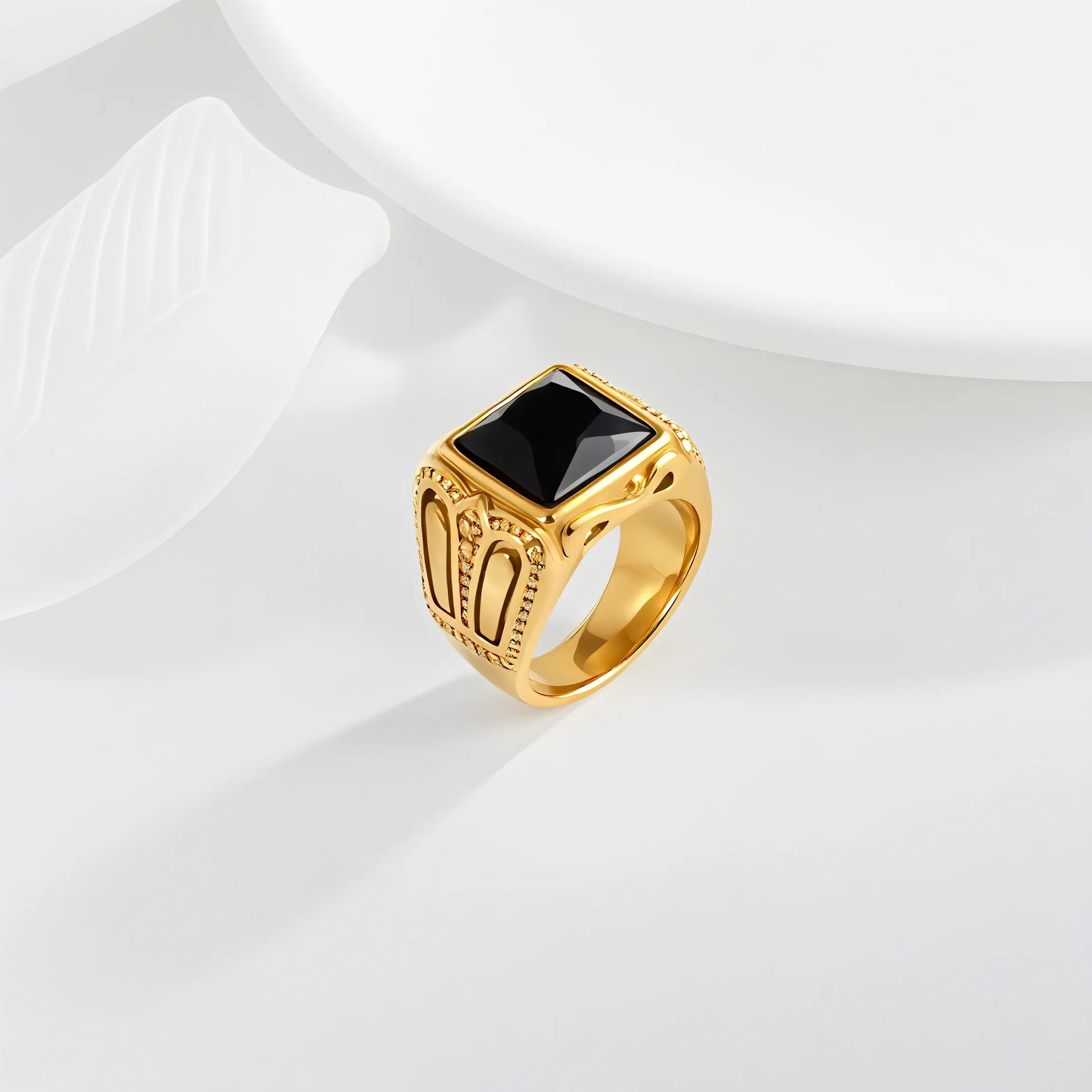 Vintage Black Gemstone Ring European and American Style Stainless Steel Ring for Men | DZ122