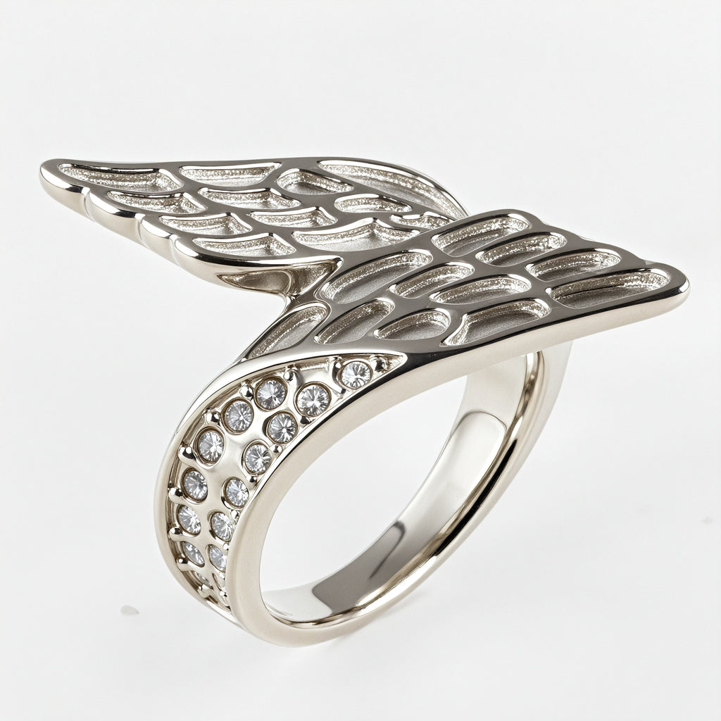 Creative Wing Diamond Unisex Stainless Steel Waterproof Ring丨K07154