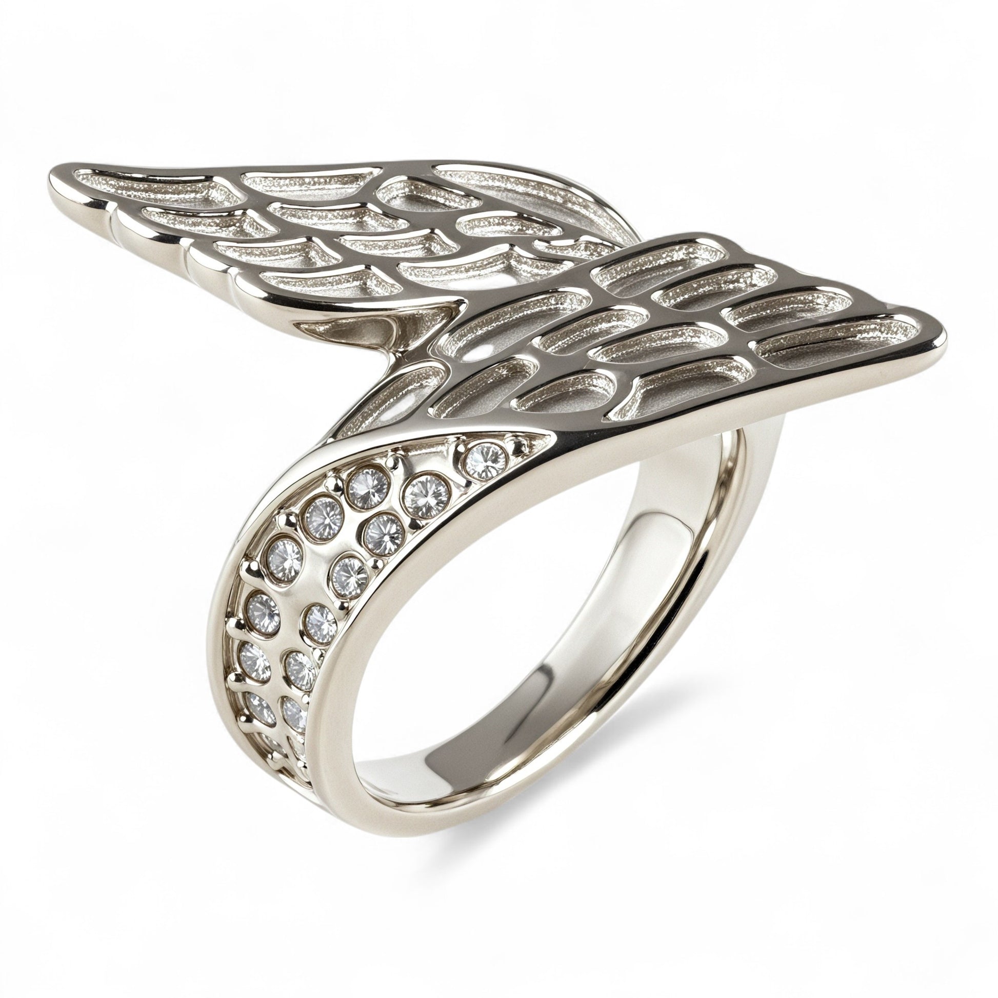Creative Wing Diamond Unisex Stainless Steel Waterproof Ring丨K07154