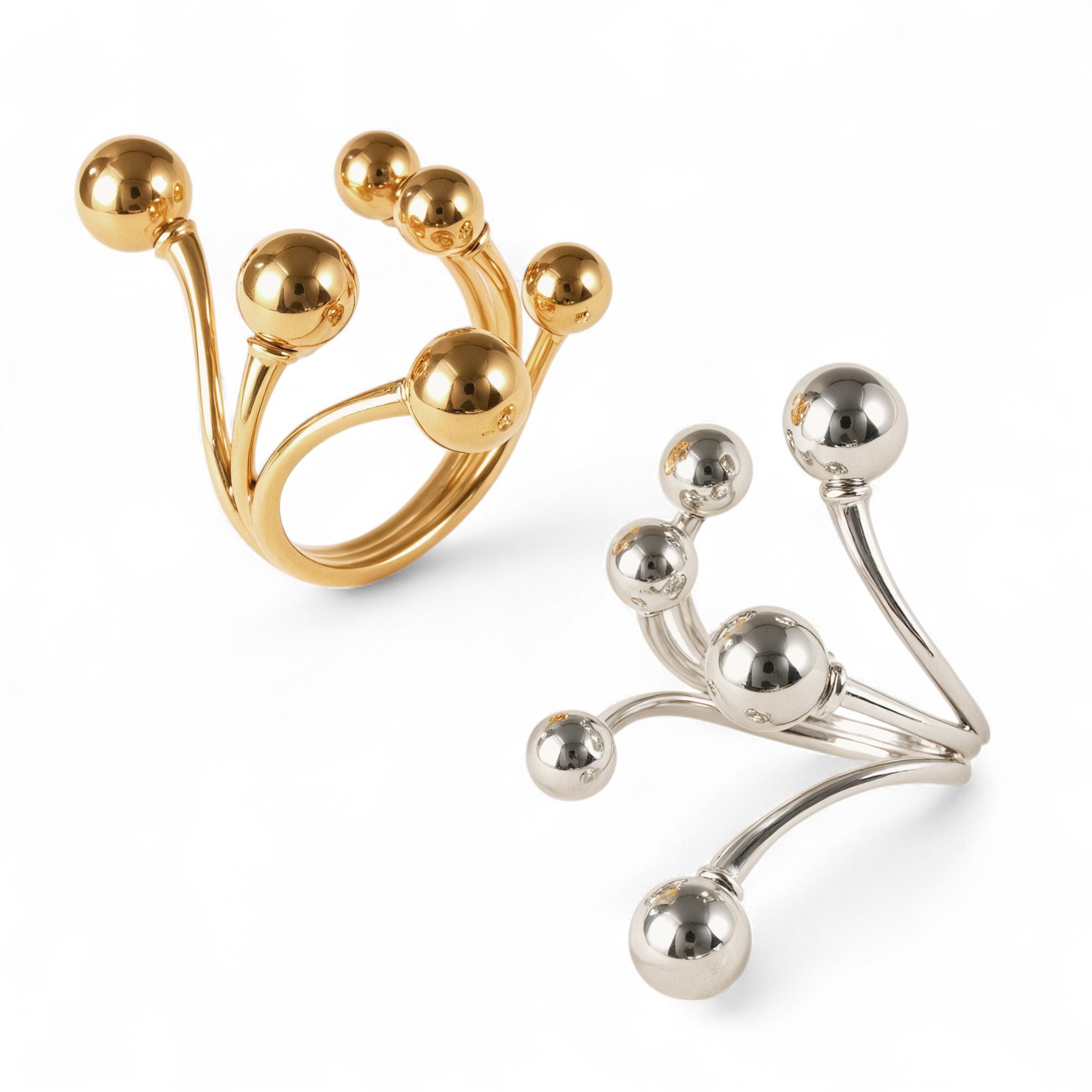 Modern Stainless Steel Cluster Ring with Multiple Spheres Women Ring | G002239