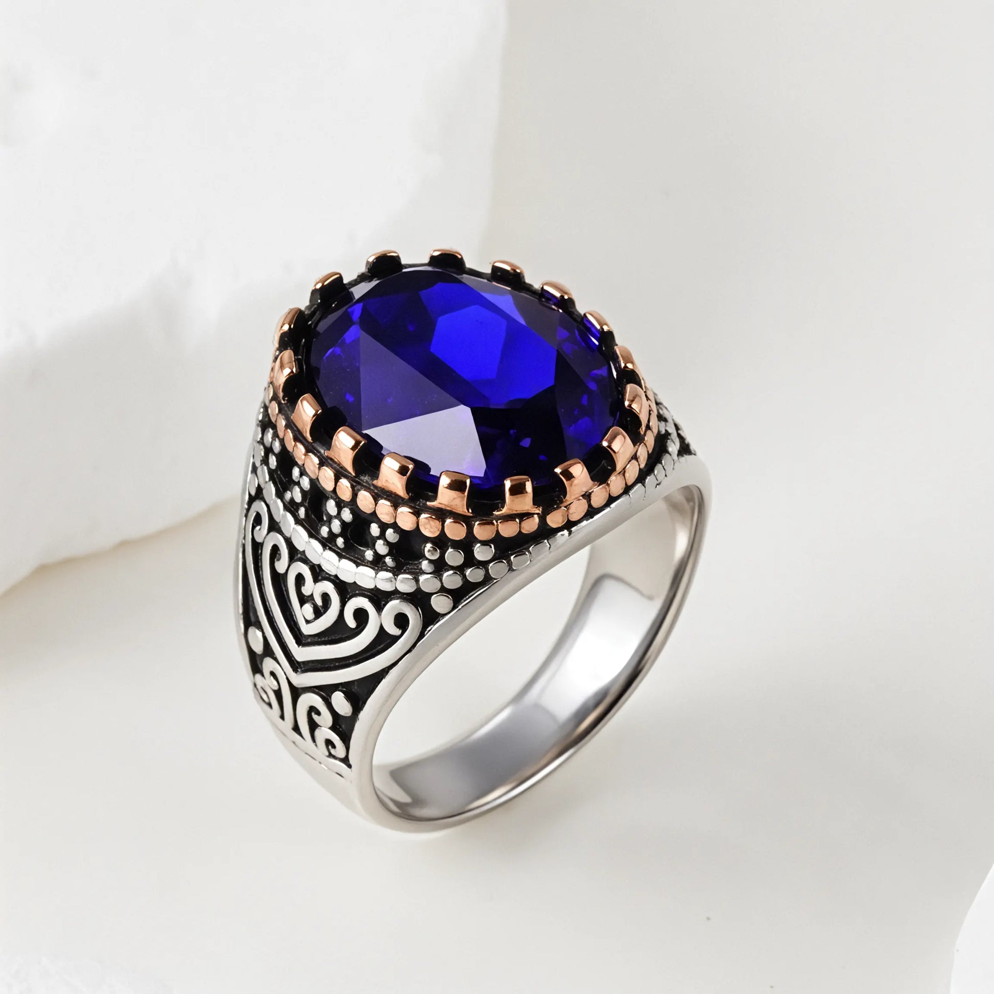 Vintage Inlaid Purple Gemstone Stainless Steel Men's Ring丨BL50