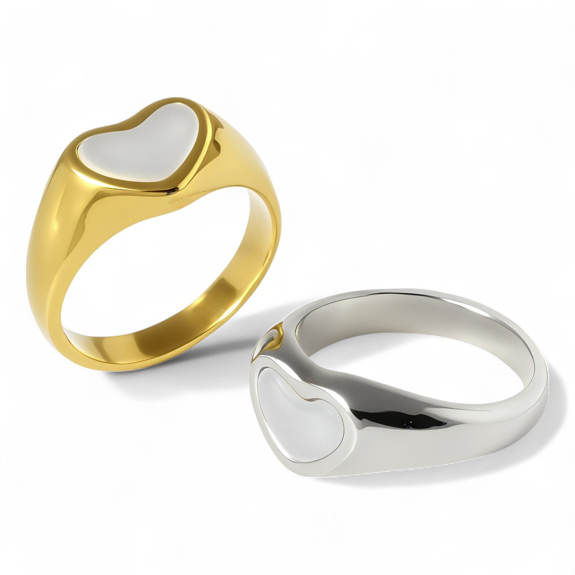 Contemporary Stainless Steel Heart Design Ring for Women | N0090