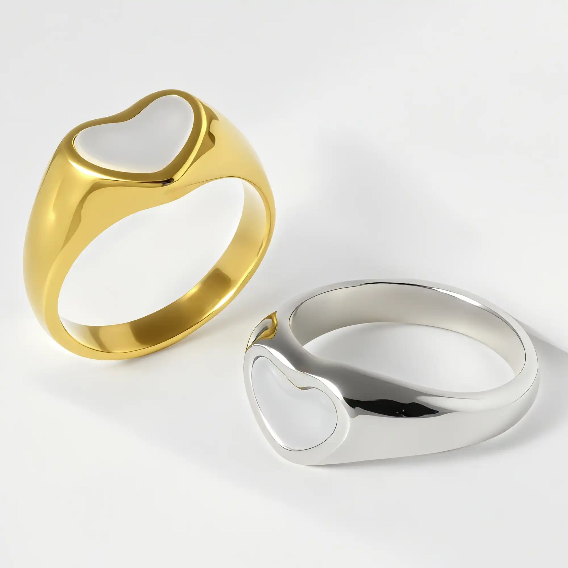 Contemporary Stainless Steel Heart Design Ring for Women | N0090
