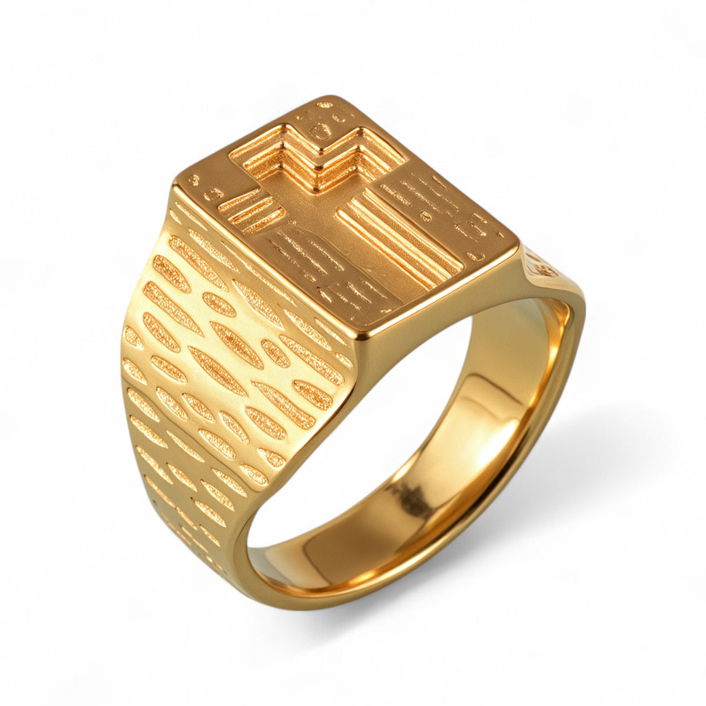 24k Gold Plated Cross Stainless Steel Men's Ring丨G002342