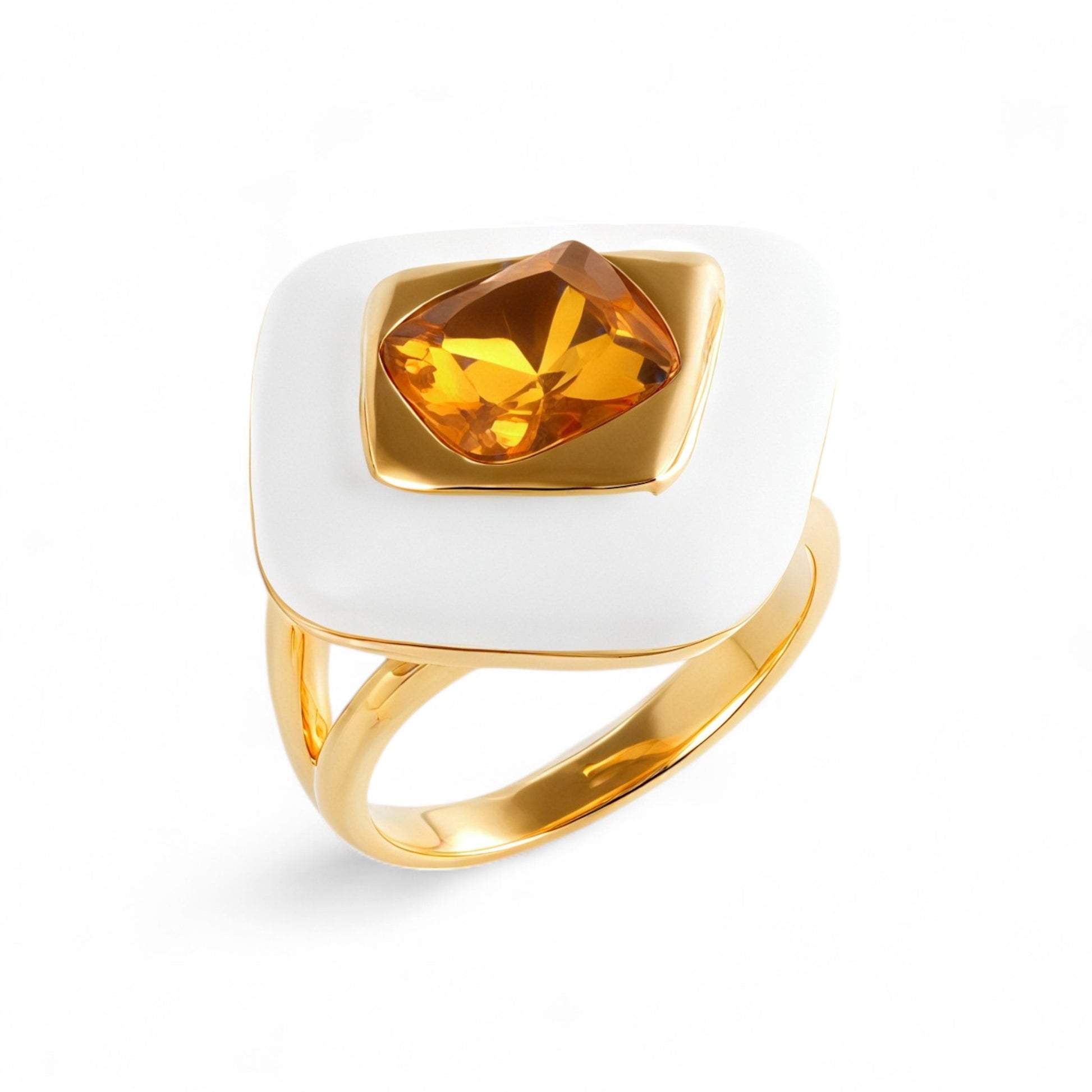 Modern Gemstone Ring with White and Gold Design for Women | G004466