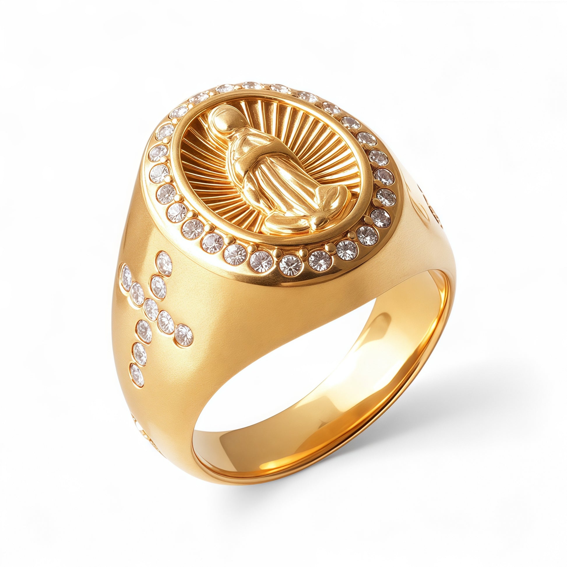 Luxurious Cross Decoration Ring Men's Gold Stainless Steel Ring | G00613
