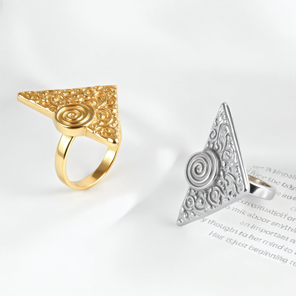 Unique Triangle Spiral Ring Men's Fashion Stainless Steel Ring | G003591