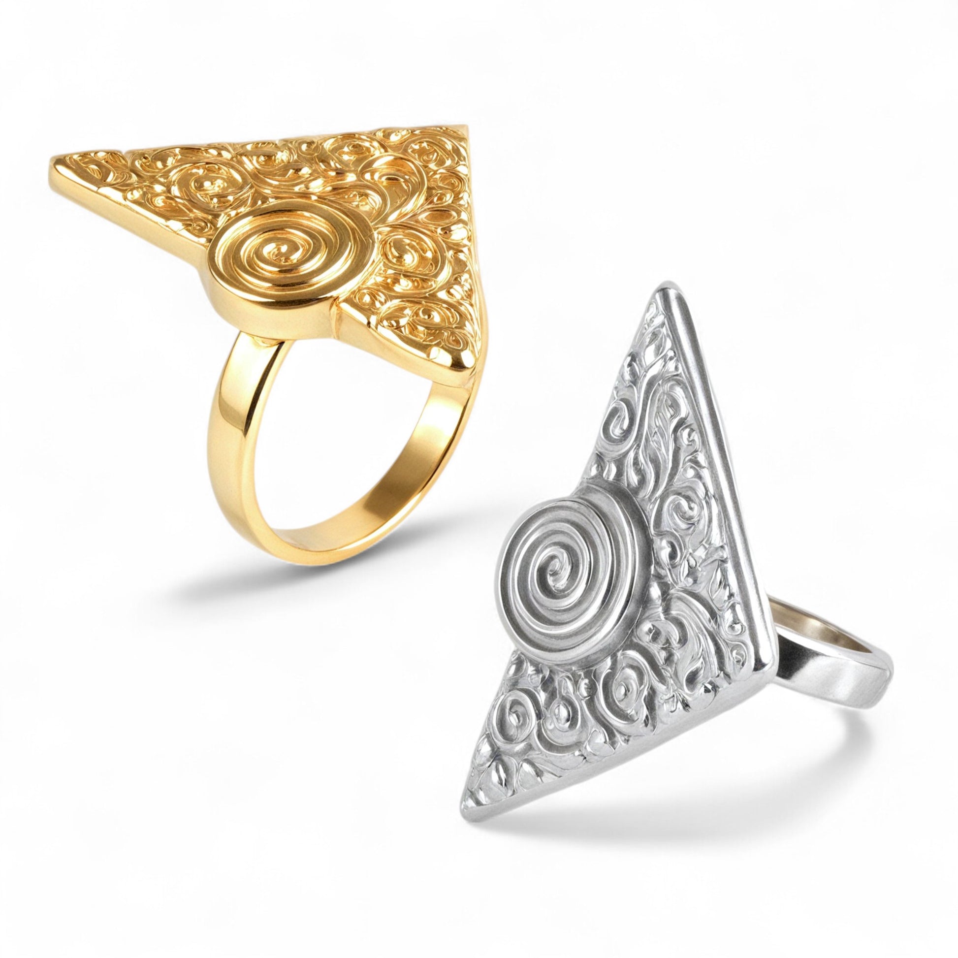 Unique Triangle Spiral Ring Men's Fashion Stainless Steel Ring | G003591