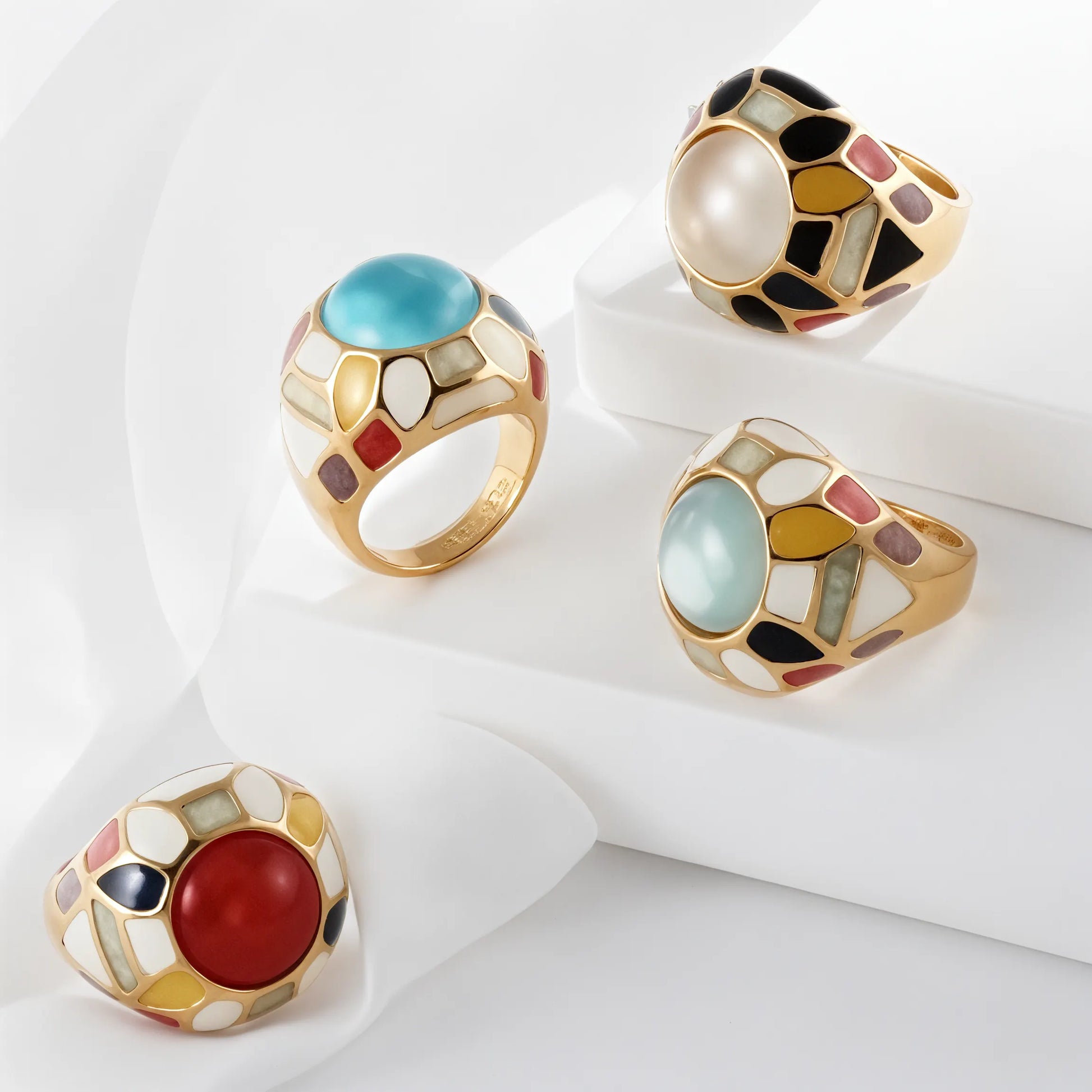 Vintage Colorful Enamel Design Ring Women's Gold Fashion Ring | G005445