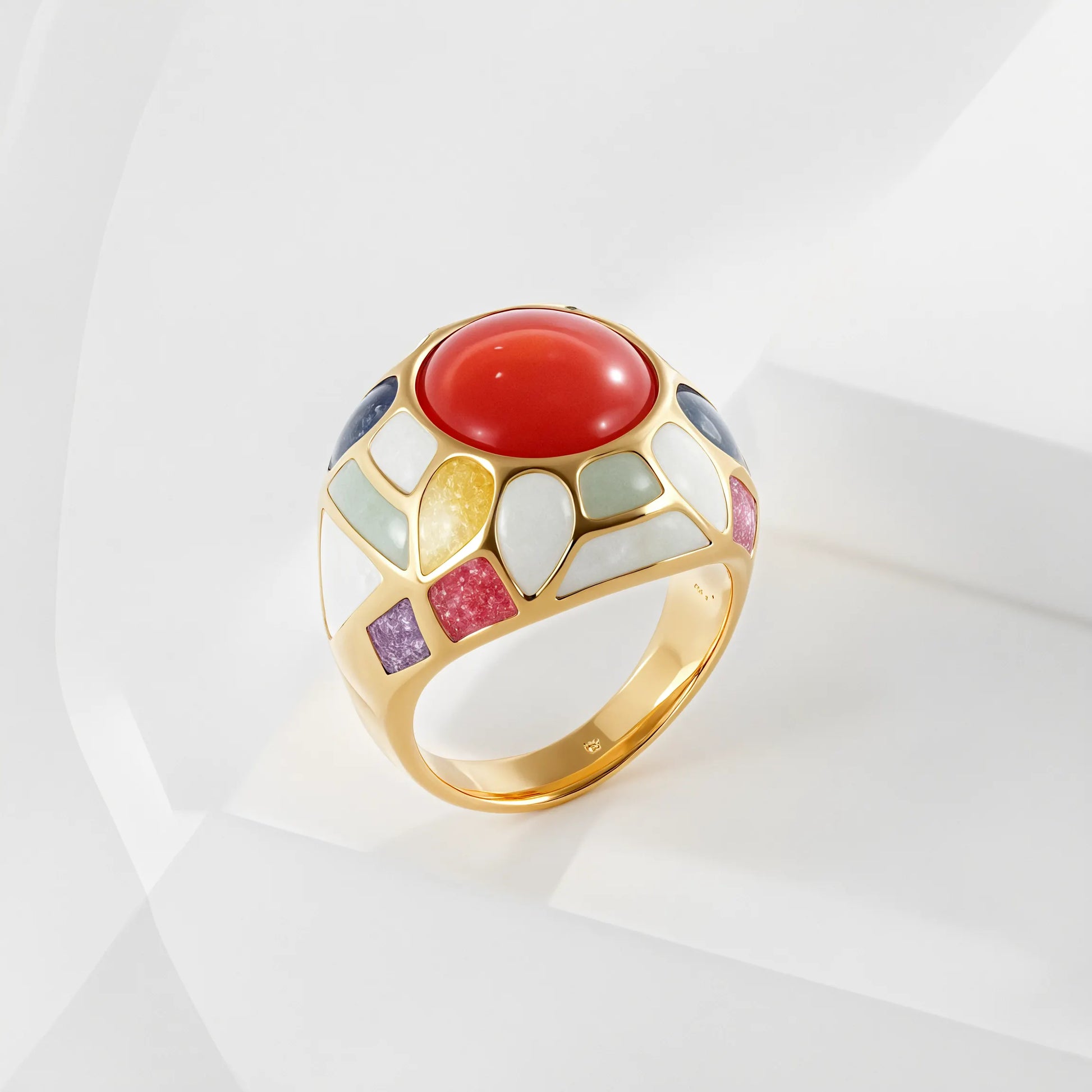 Vintage Colorful Enamel Design Ring Women's Gold Fashion Ring | G005445