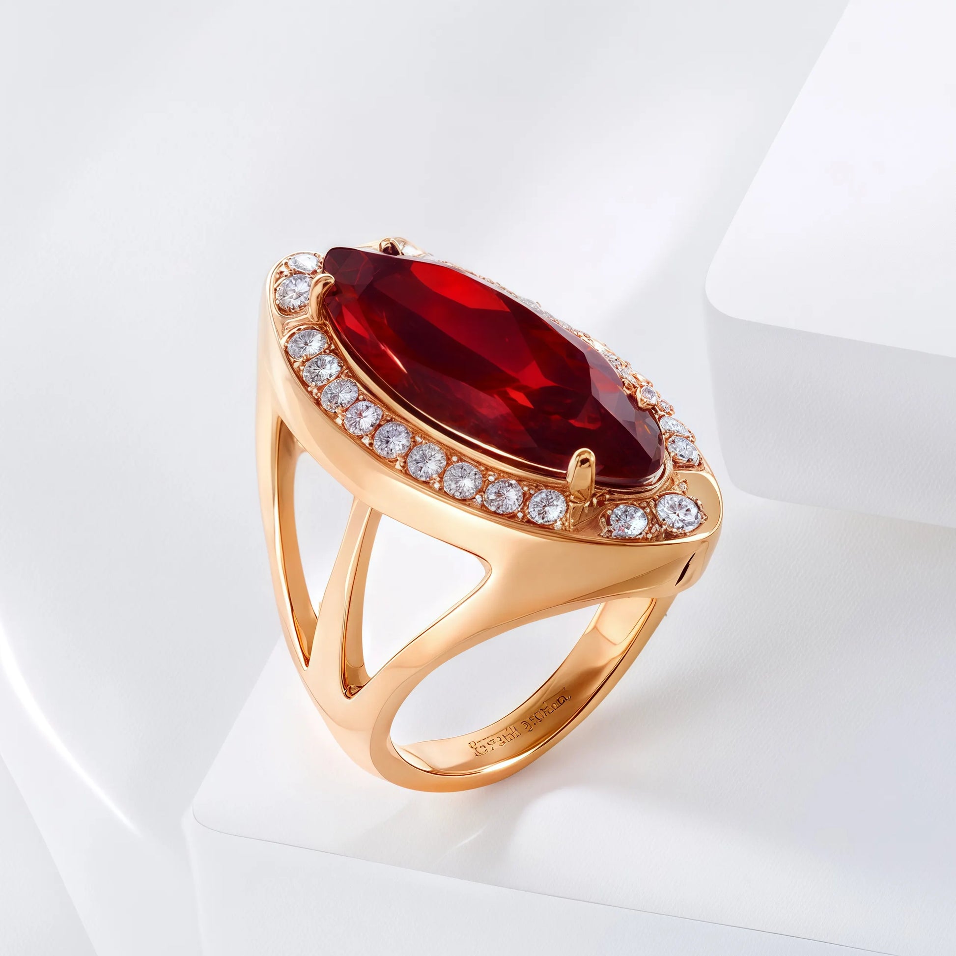 Luxurious Gemstone Stainless Steel Ring Golden Modern Design for Women | BL762
