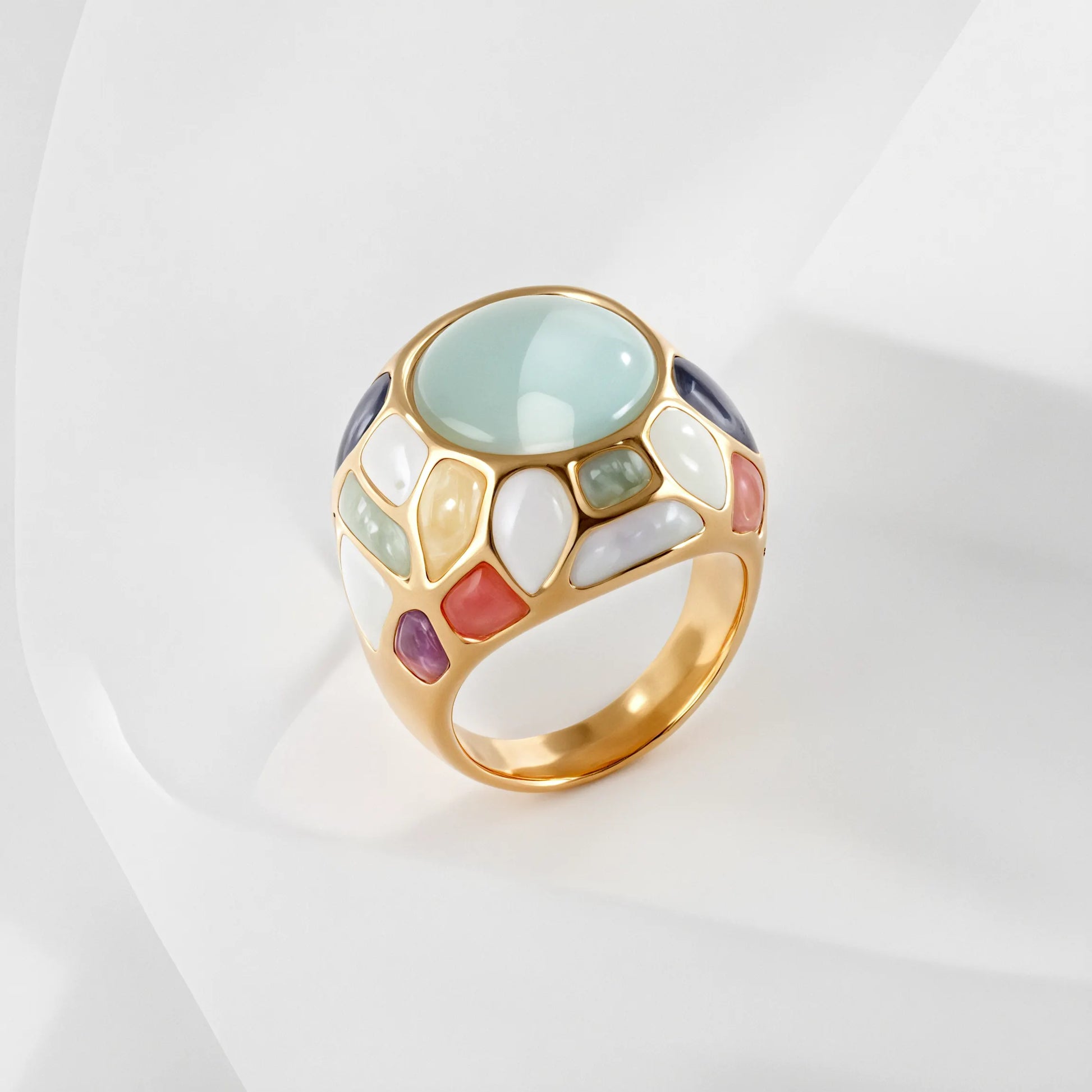 Vintage Colorful Enamel Design Ring Women's Gold Fashion Ring | G005445