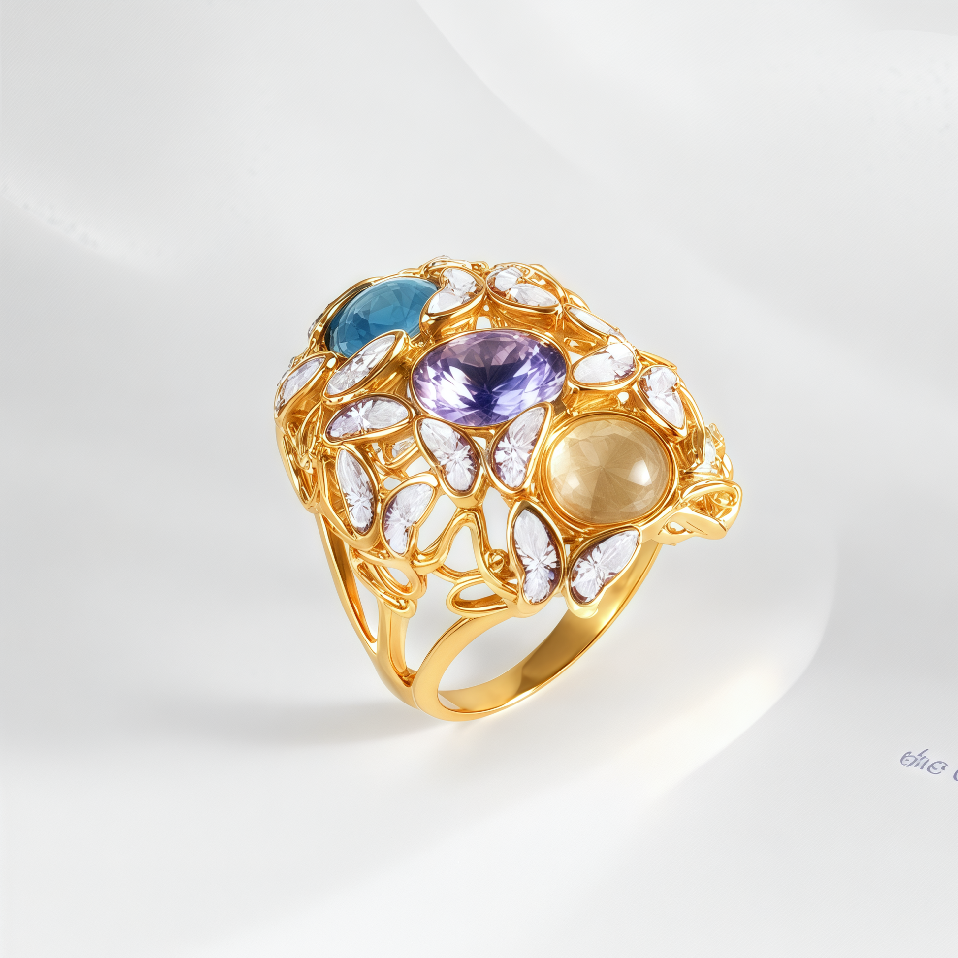 Creative Stainless Steel Gemstone Decorative Ring Women's Ring | G004474