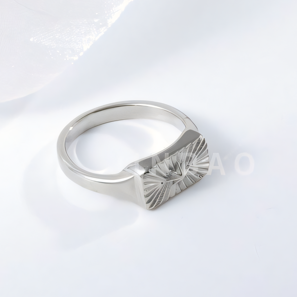 Radiant Texture Stainless Steel Ring Unisex Minimalist Fashion Band | G001499