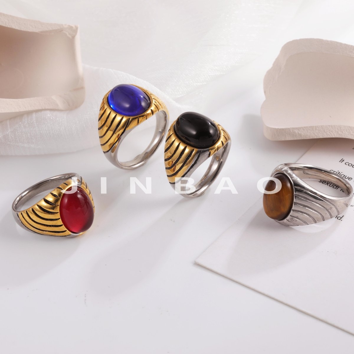 Retro Gemstone Inlaid Rings Men's Fashion Trendy Accessories | BL1081