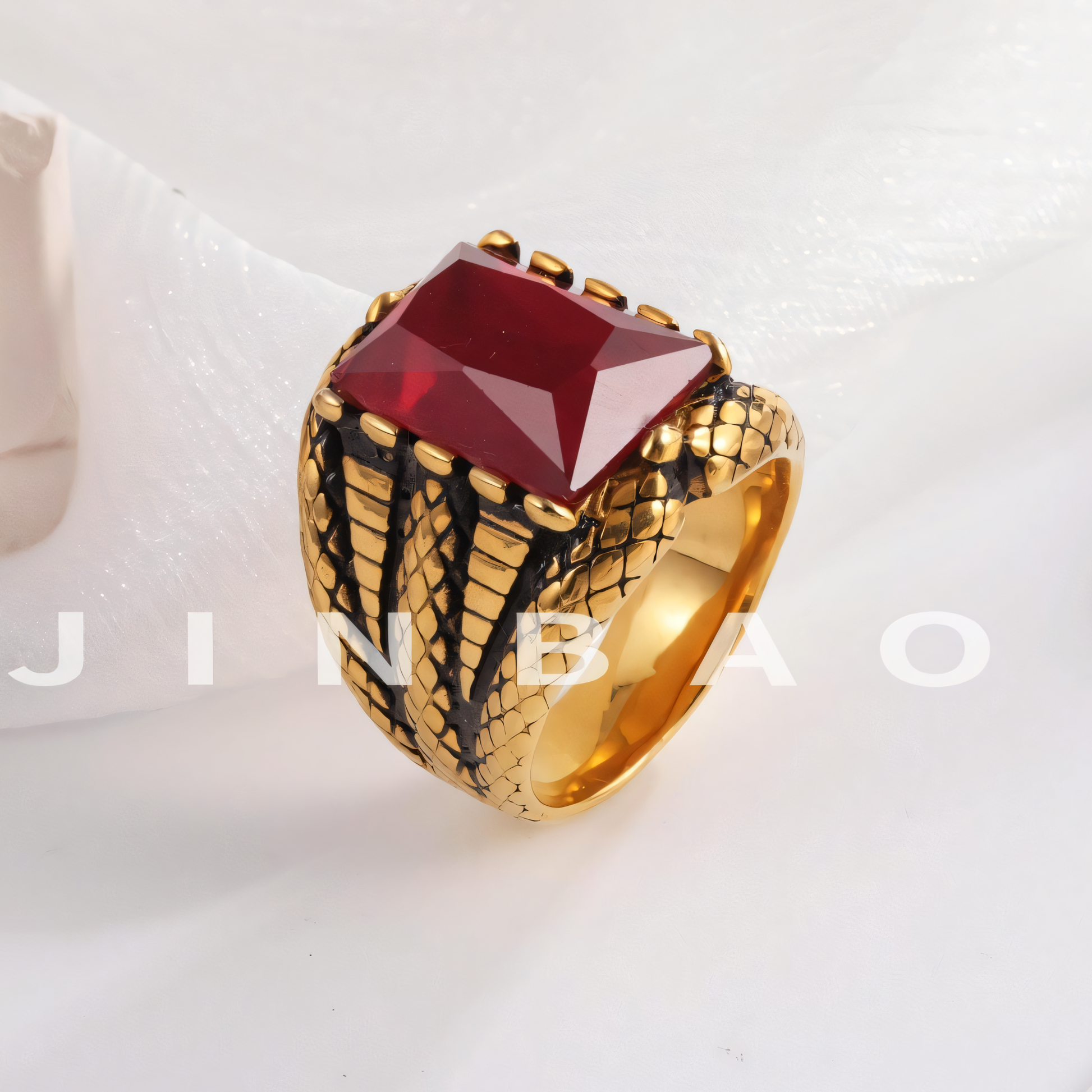 Vintage Square Multicolor Gemstone Stainless Steel Men's Ring | BL458