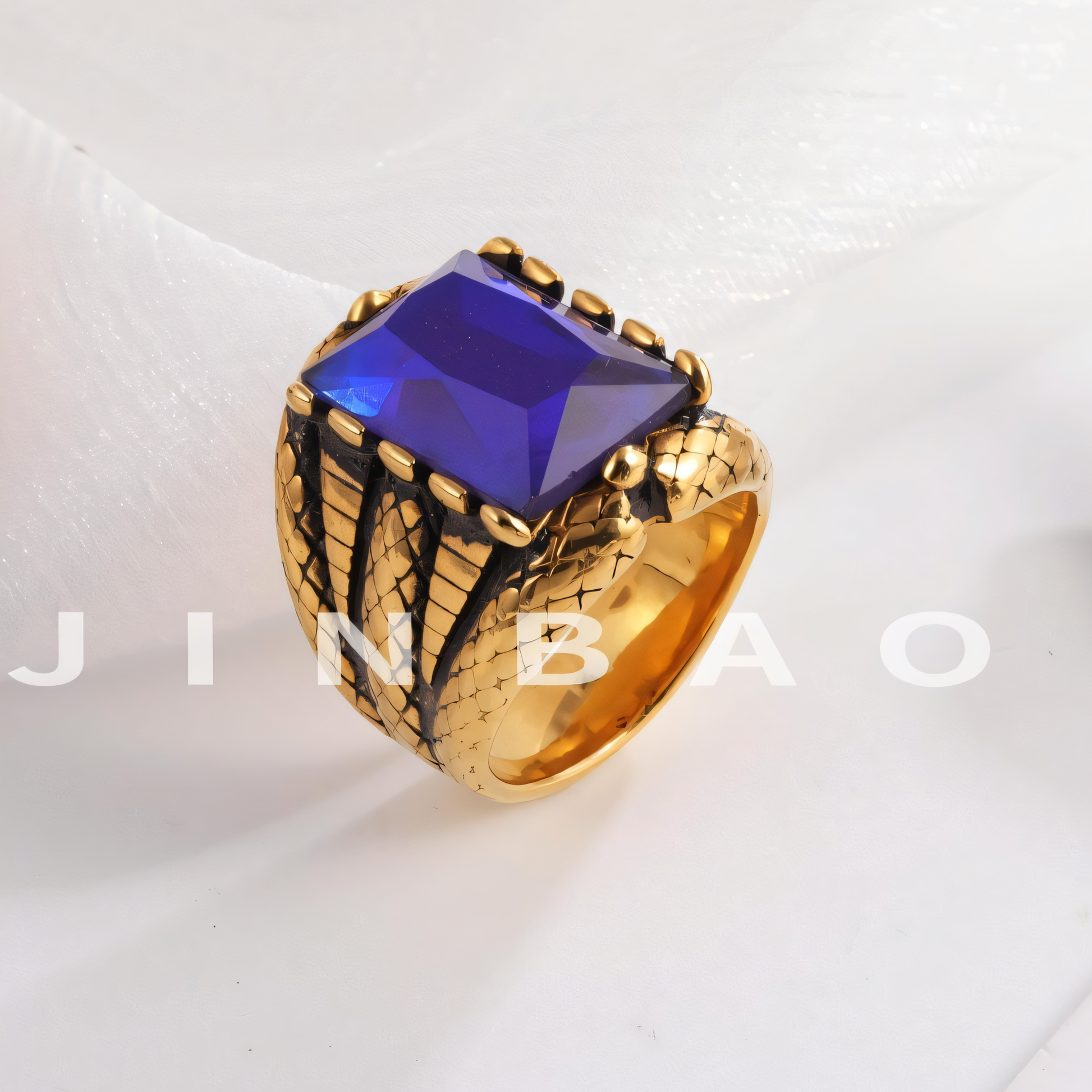 Vintage Square Multicolor Gemstone Stainless Steel Men's Ring | BL458