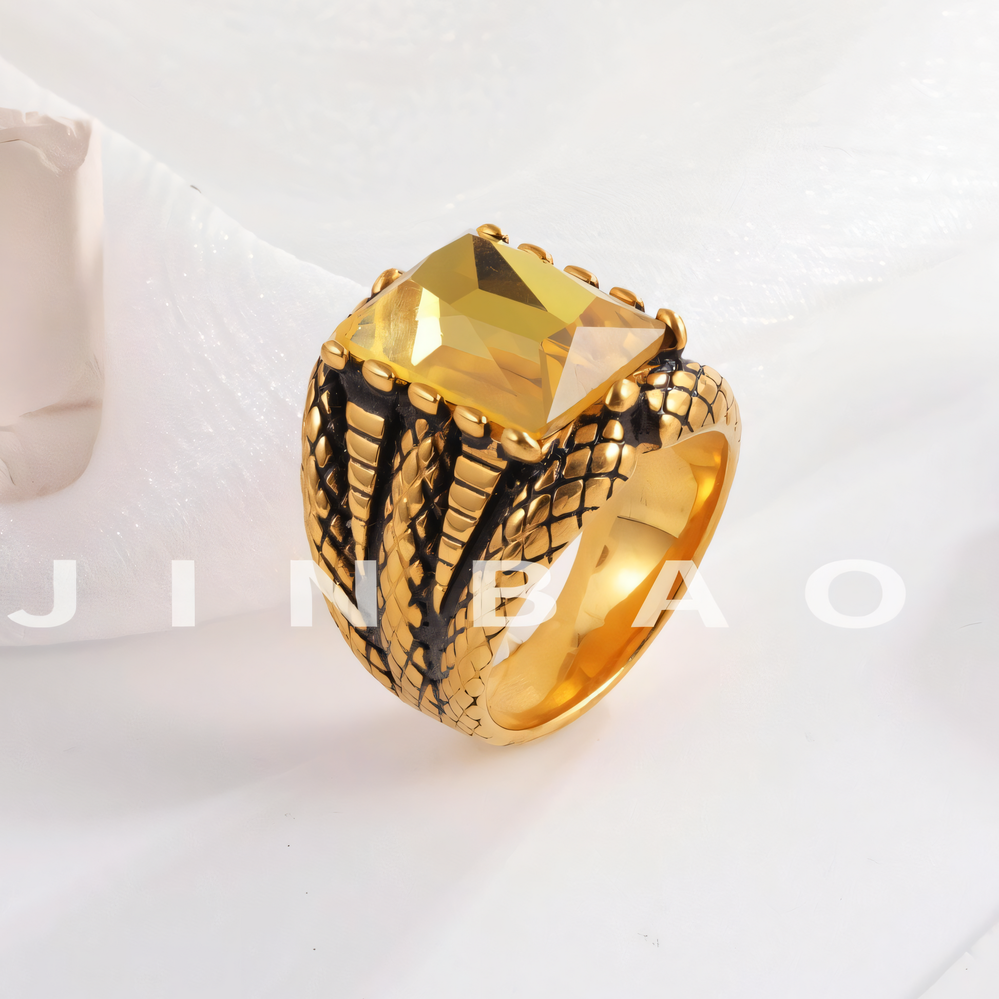 Vintage Square Multicolor Gemstone Stainless Steel Men's Ring | BL458