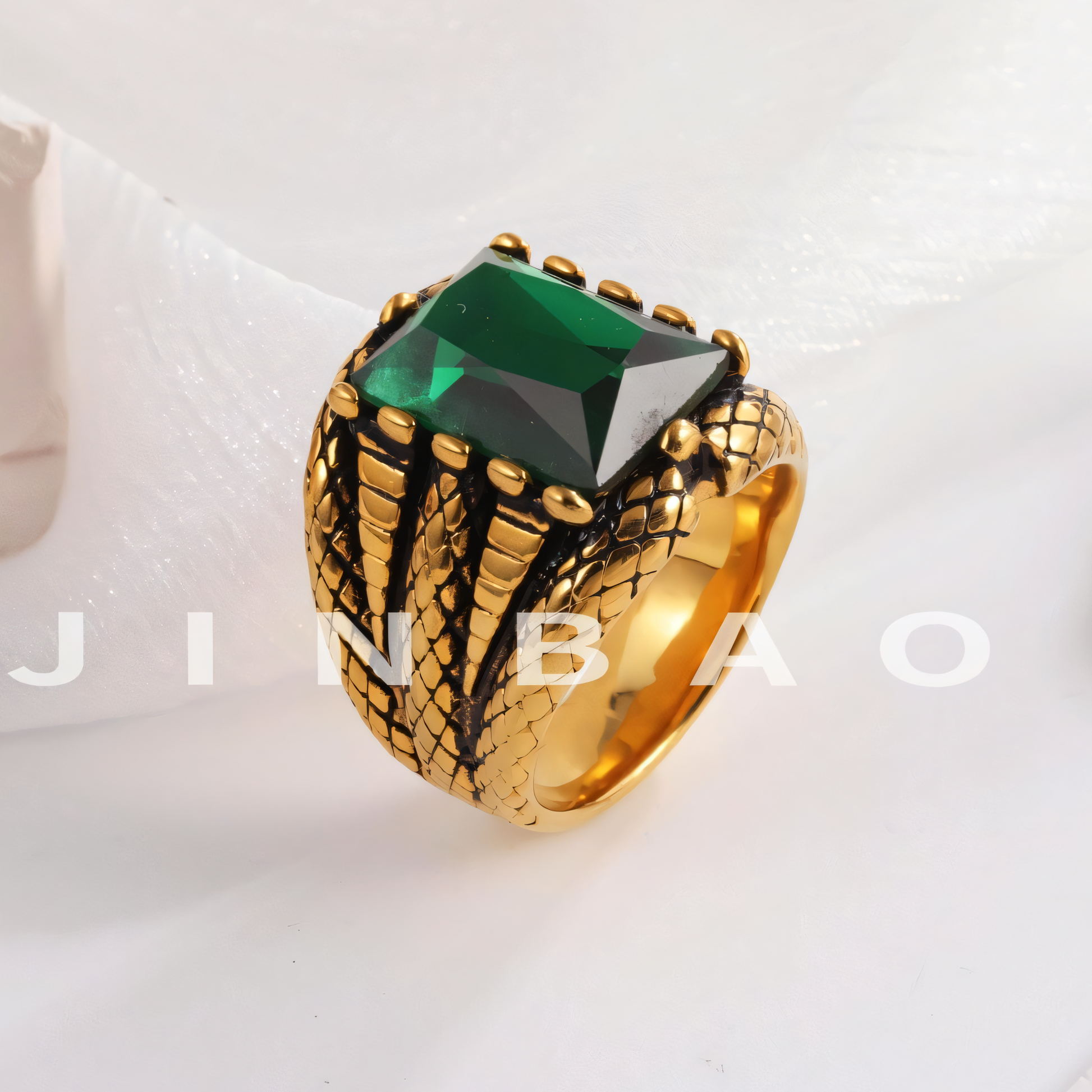 Vintage Square Multicolor Gemstone Stainless Steel Men's Ring | BL458