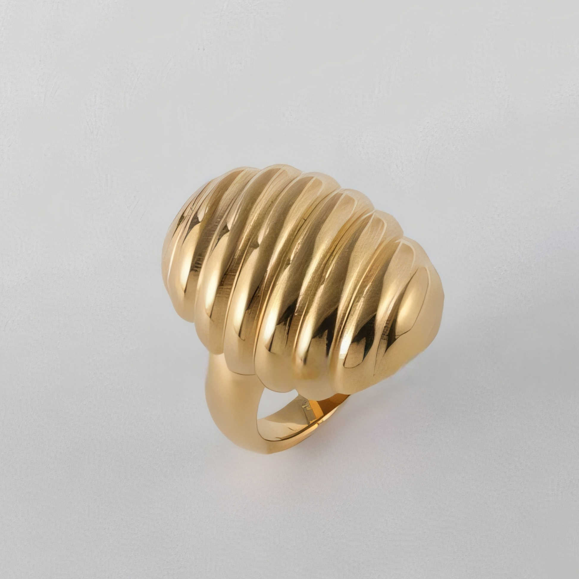 Ribbed Oval Stainless Steel Ring Modern Design for Women | ML0136