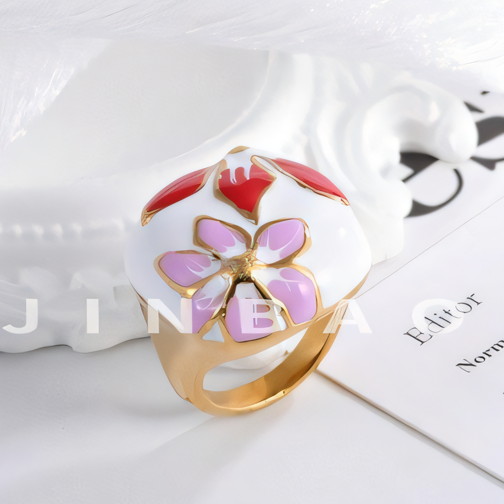 Romantic Floral Pattern Stainless Steel Ring Women's Ring | G004607