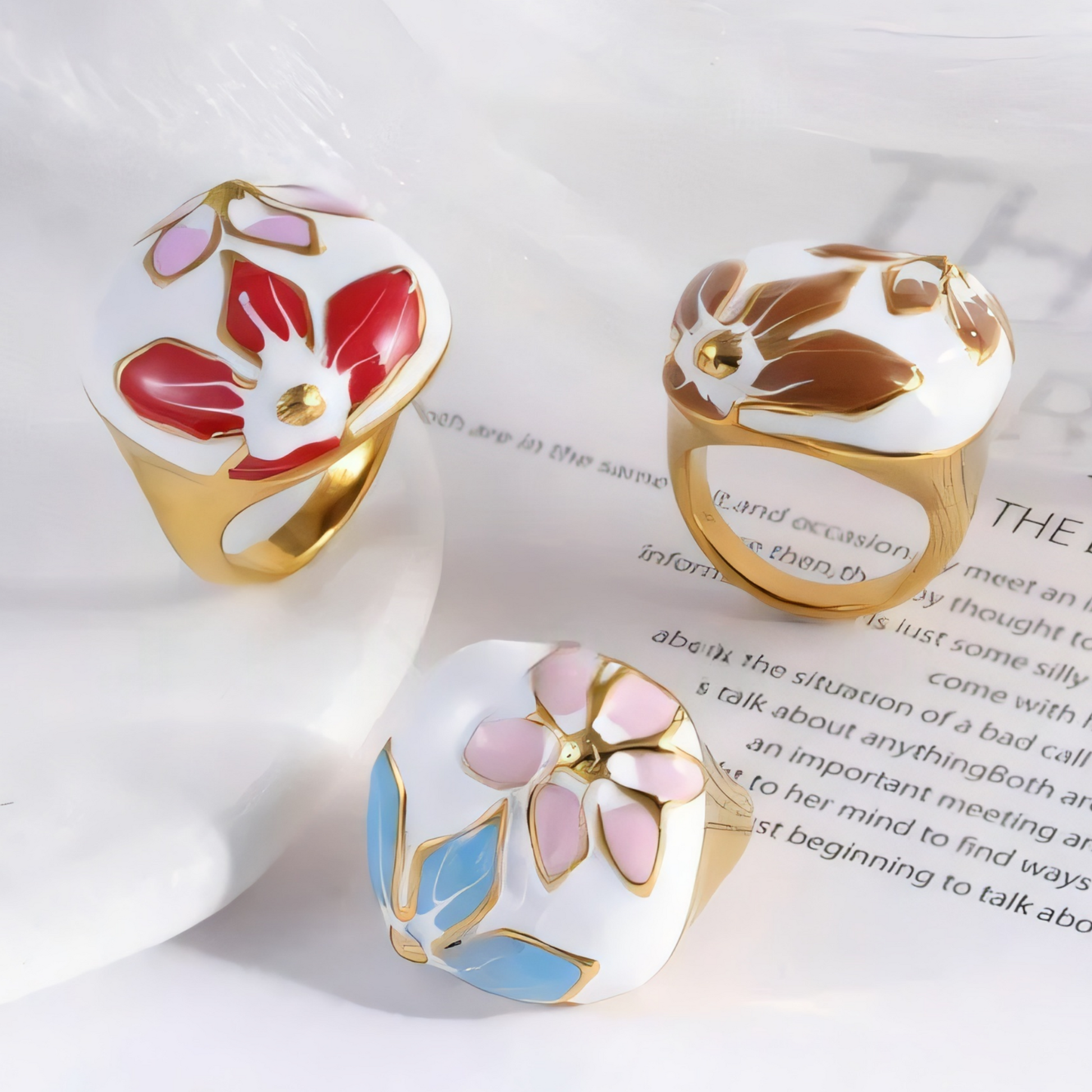 Romantic Floral Pattern Stainless Steel Ring Women's Ring | G004607