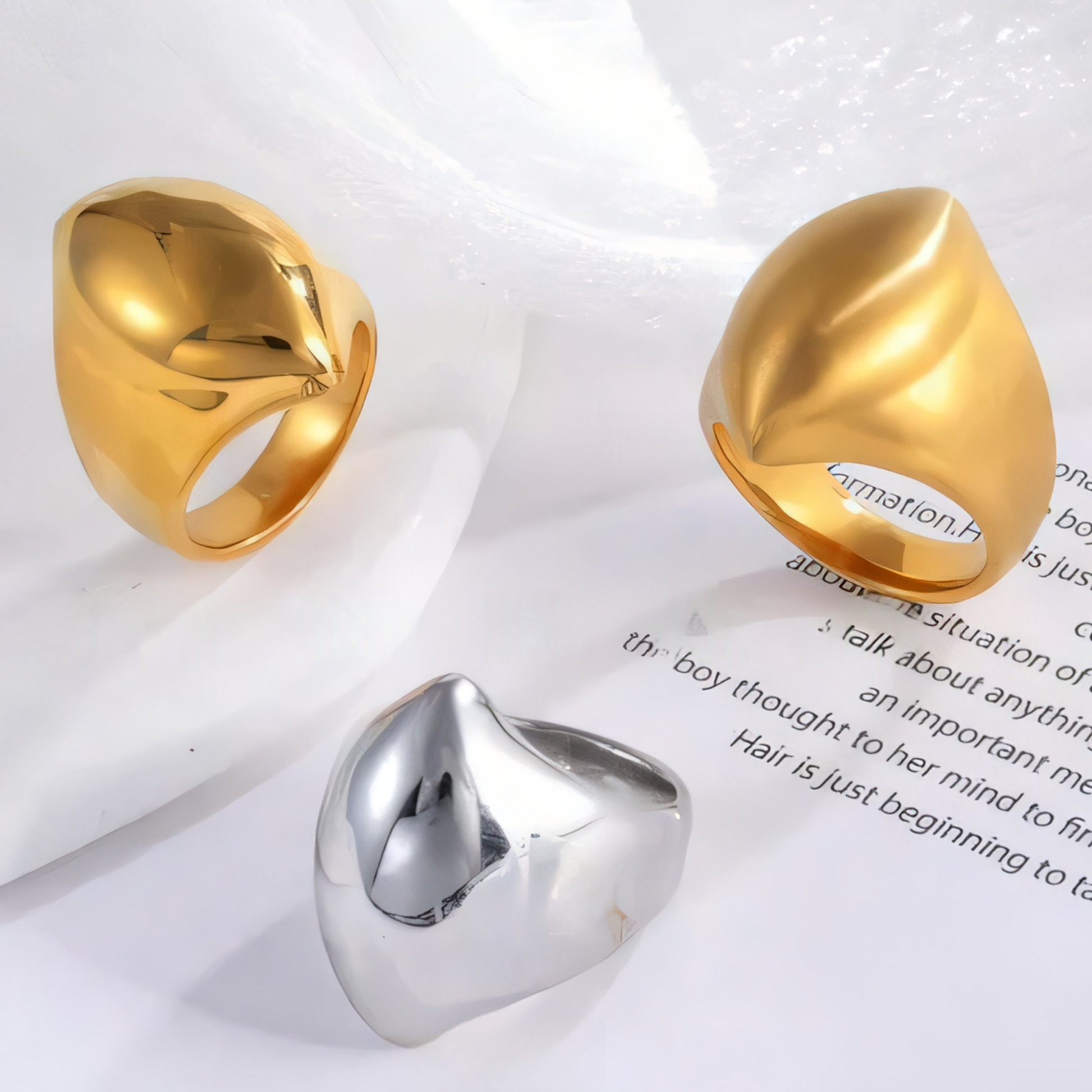 Simple Smooth Curve Stainless Steel Women's Ring | ML083