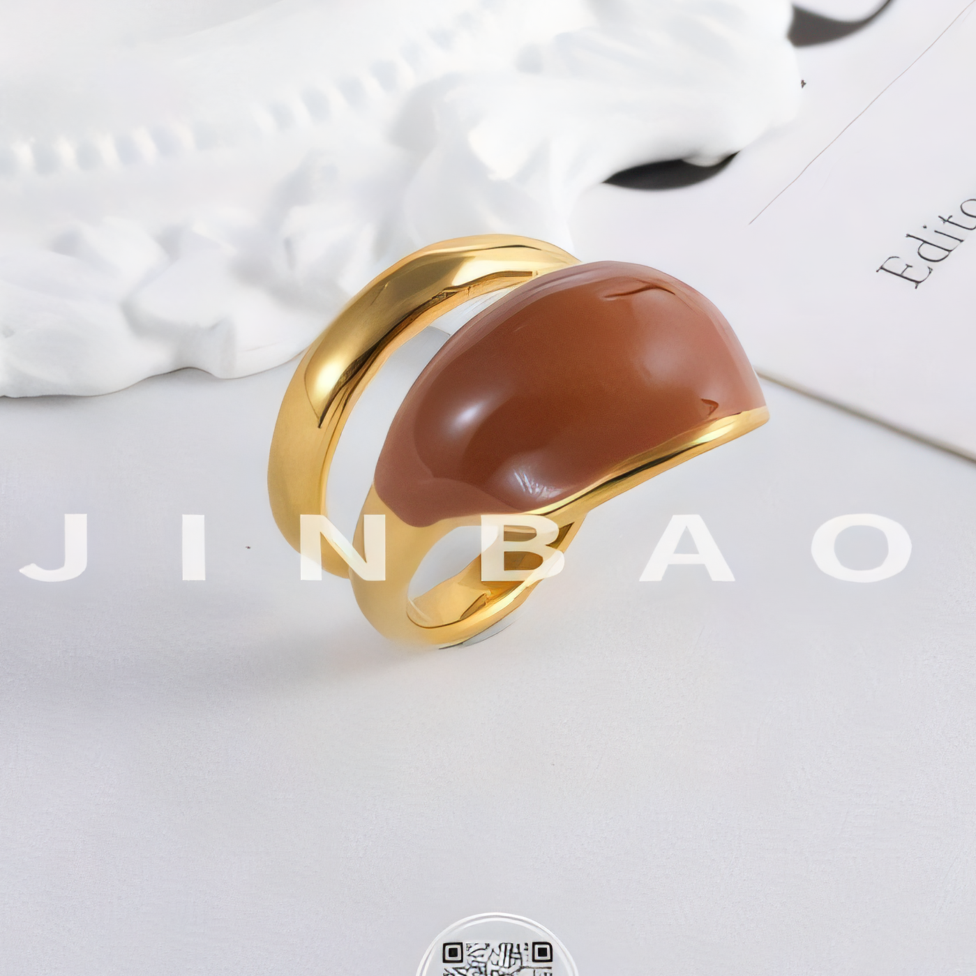 Colored resin women's stainless steel ring | G004328