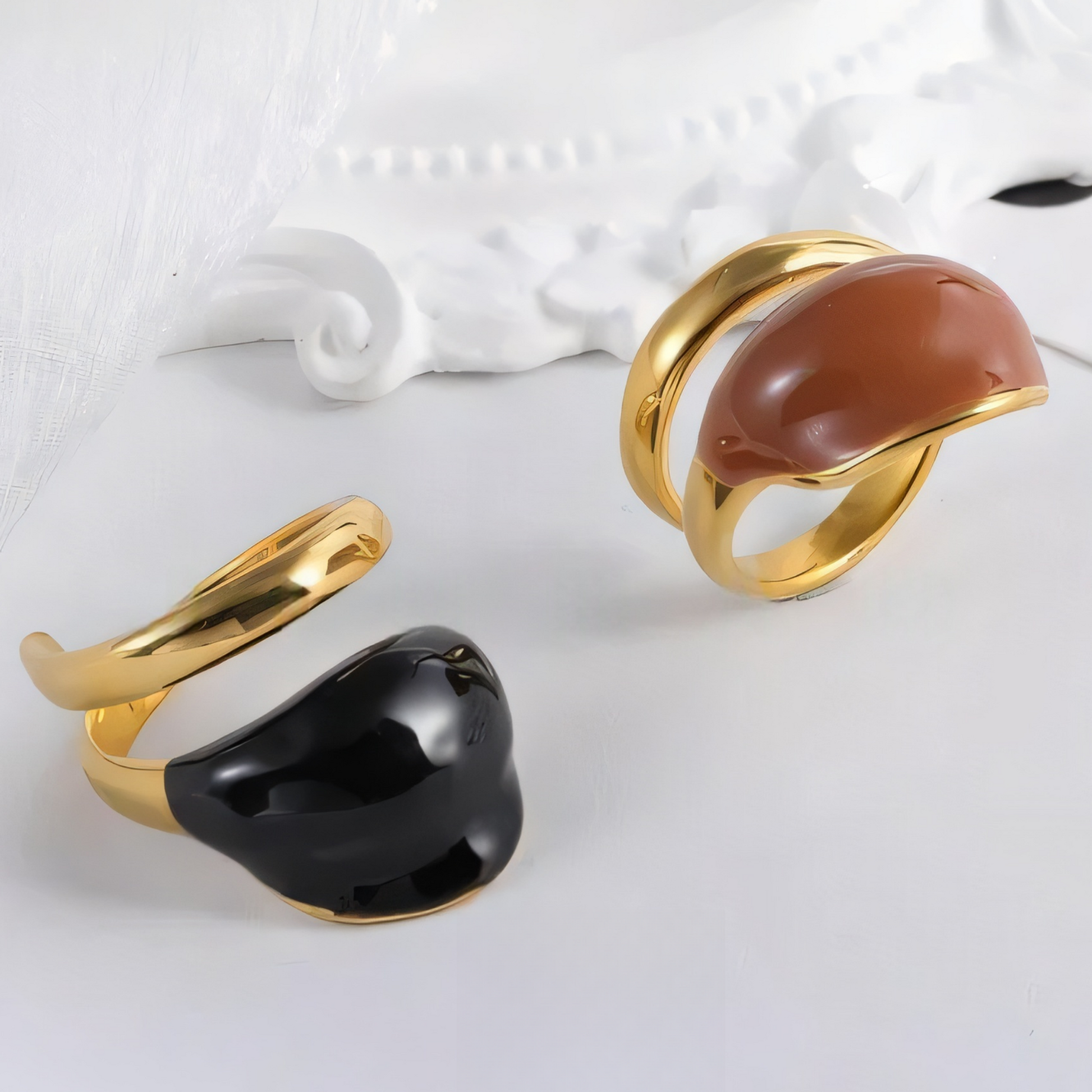 Colored resin women's stainless steel ring | G004328
