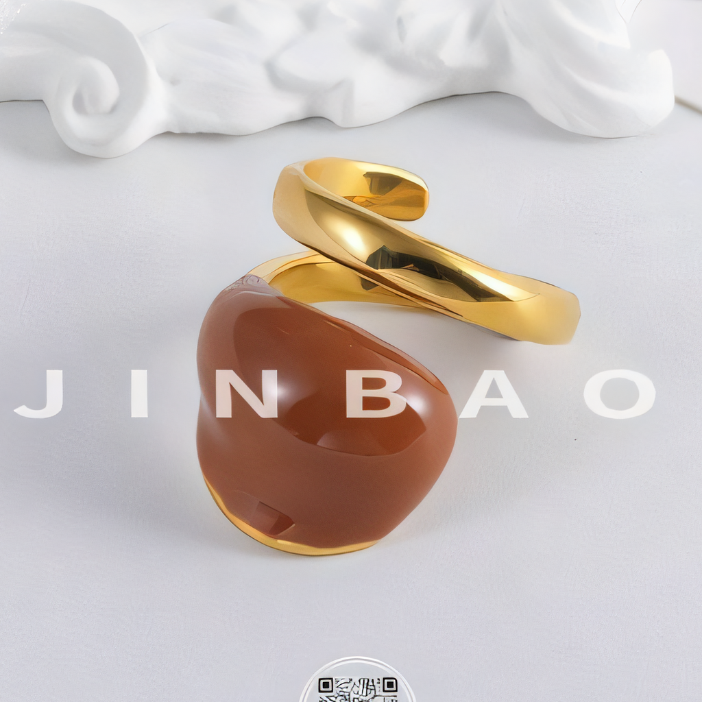 Colored resin women's stainless steel ring | G004328