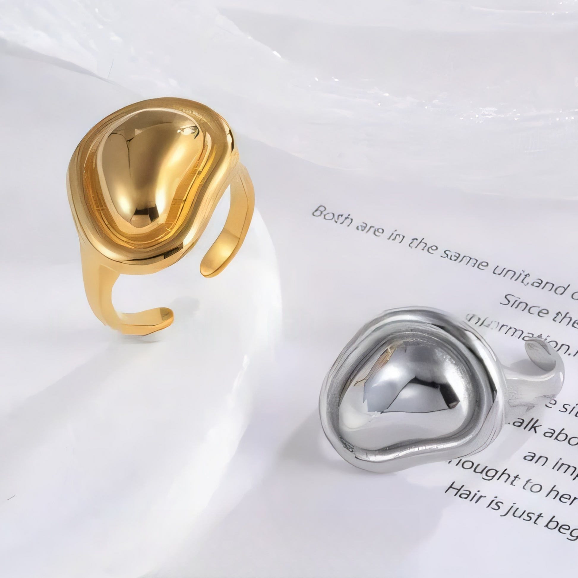 Smooth Irregular Stainless Steel Ring Women's Minimalist Fashion Band | G004134