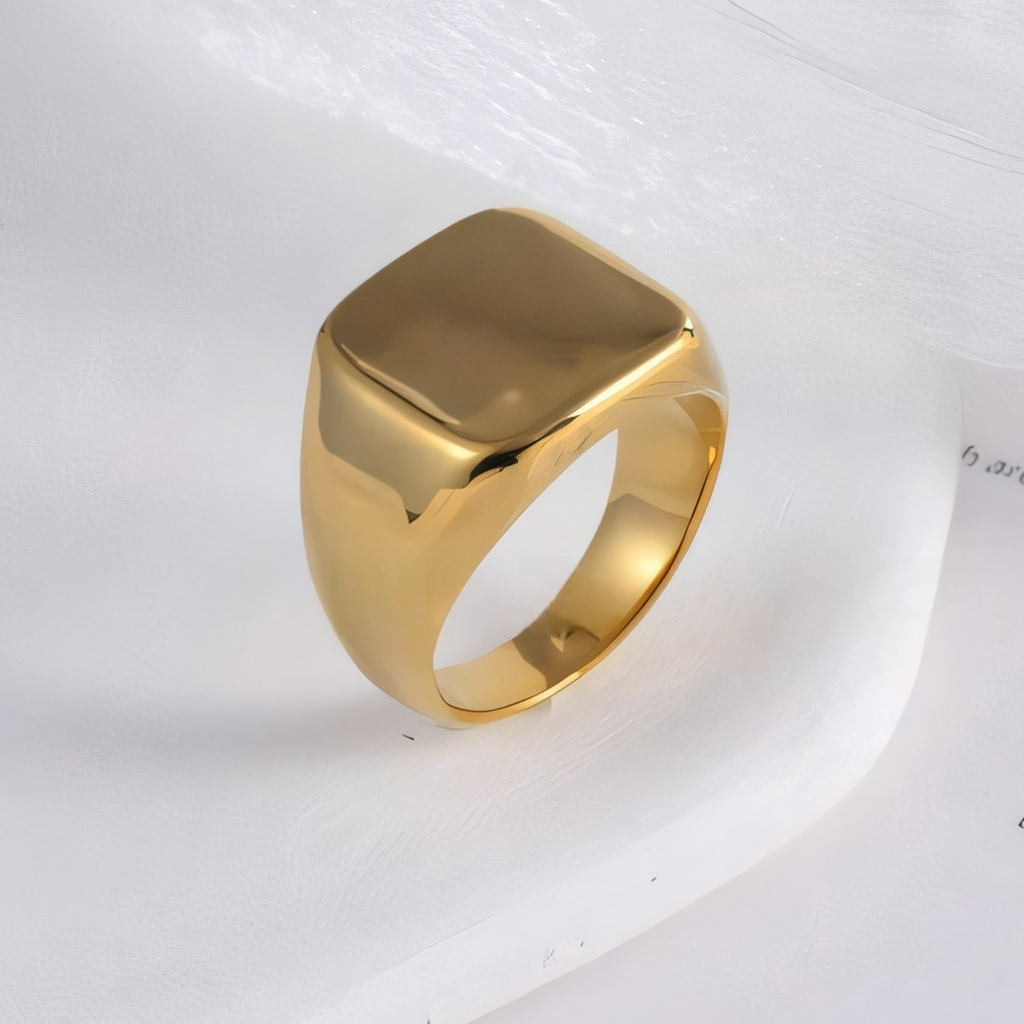 Smooth Square Minimalist Fashion Stainless Steel Men's Ring | A202