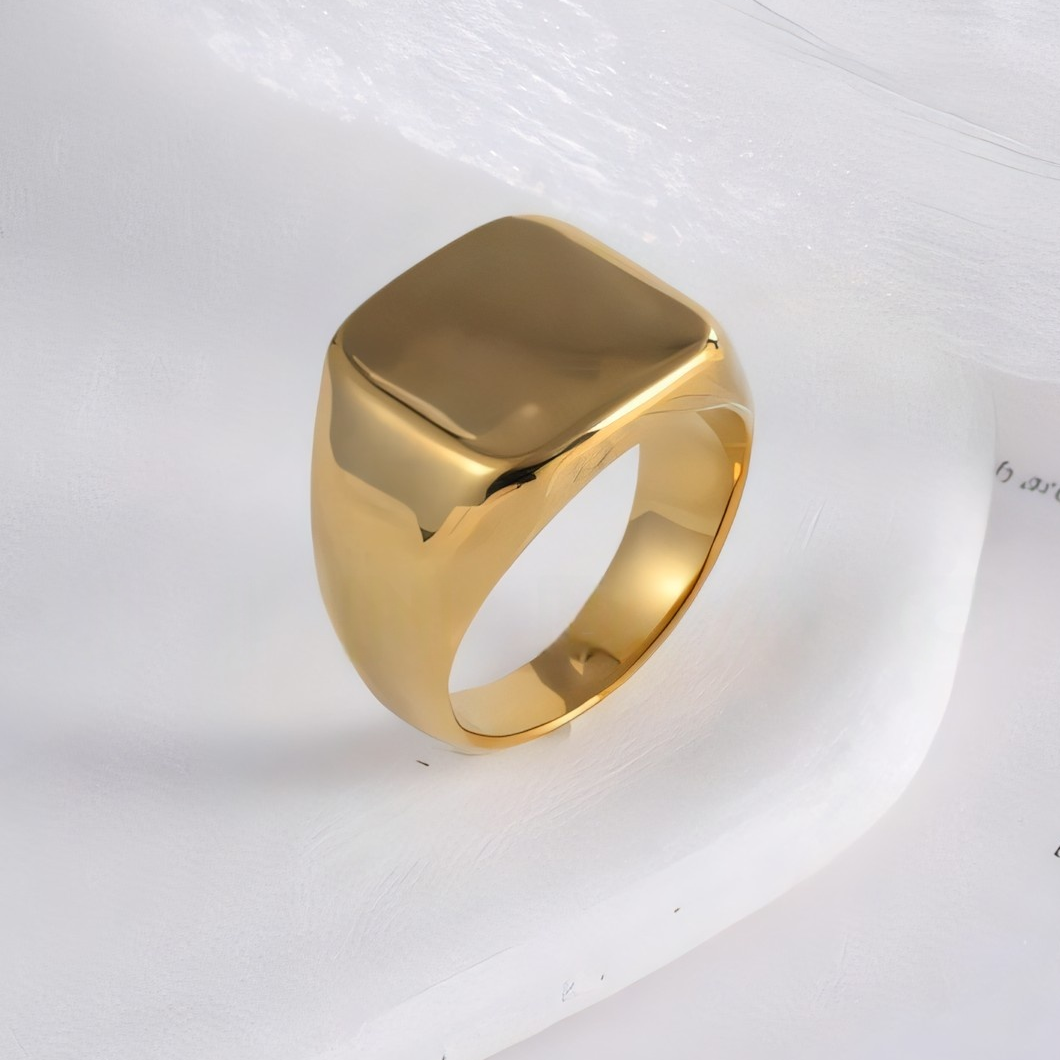 Smooth Square Minimalist Fashion Stainless Steel Men's Ring | A202
