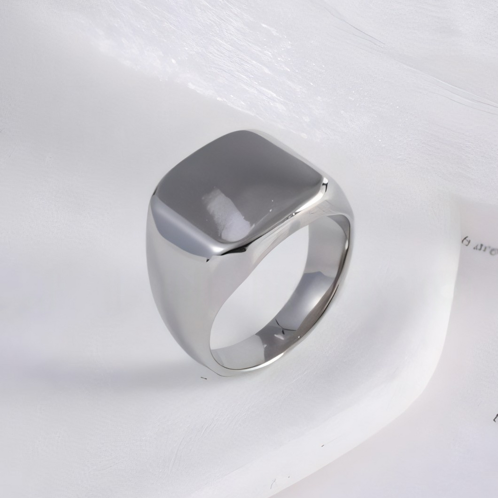 Smooth Square Minimalist Fashion Stainless Steel Men's Ring | A202