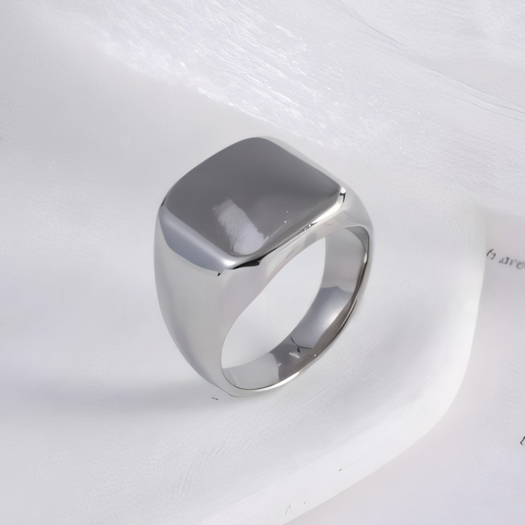 Smooth Square Minimalist Fashion Stainless Steel Men's Ring | A202