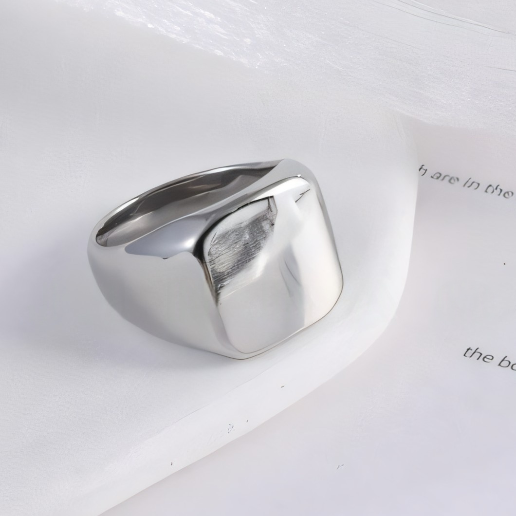 Smooth Square Minimalist Fashion Stainless Steel Men's Ring | A202