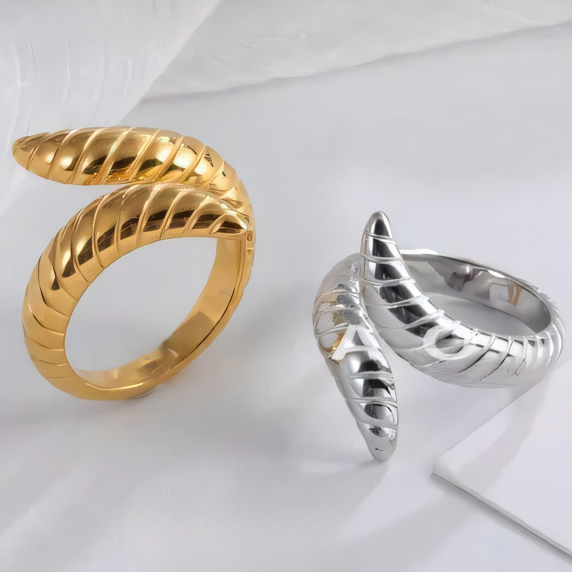 Spiral Stainless Steel Ring Modern Twisted Design for Women | G002470