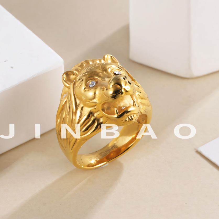 Stainless Steel Lion Head Men's Ring Vintage Style Classic Wild Jewelry | DZ996