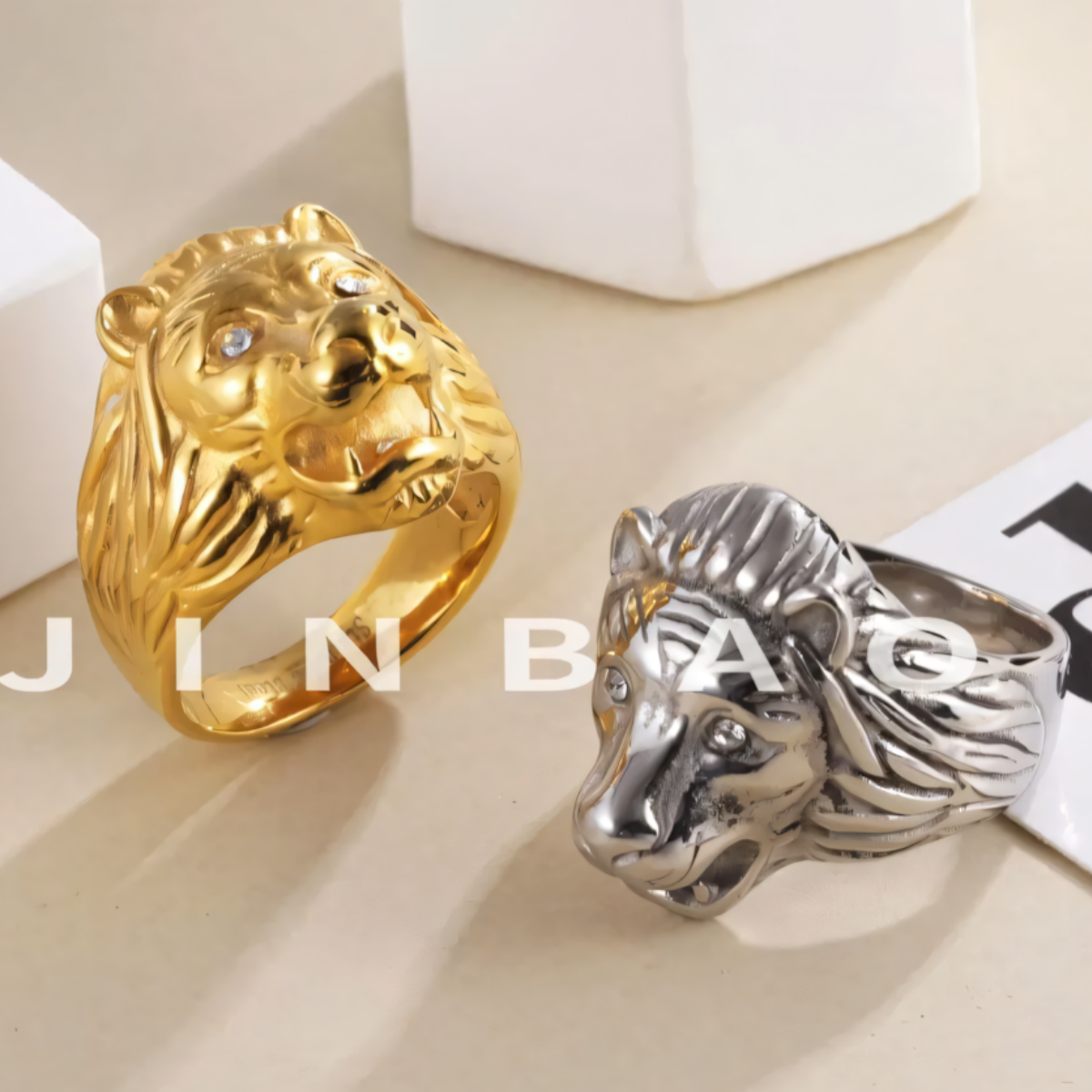 Stainless Steel Lion Head Men's Ring Vintage Style Classic Wild Jewelry | DZ996
