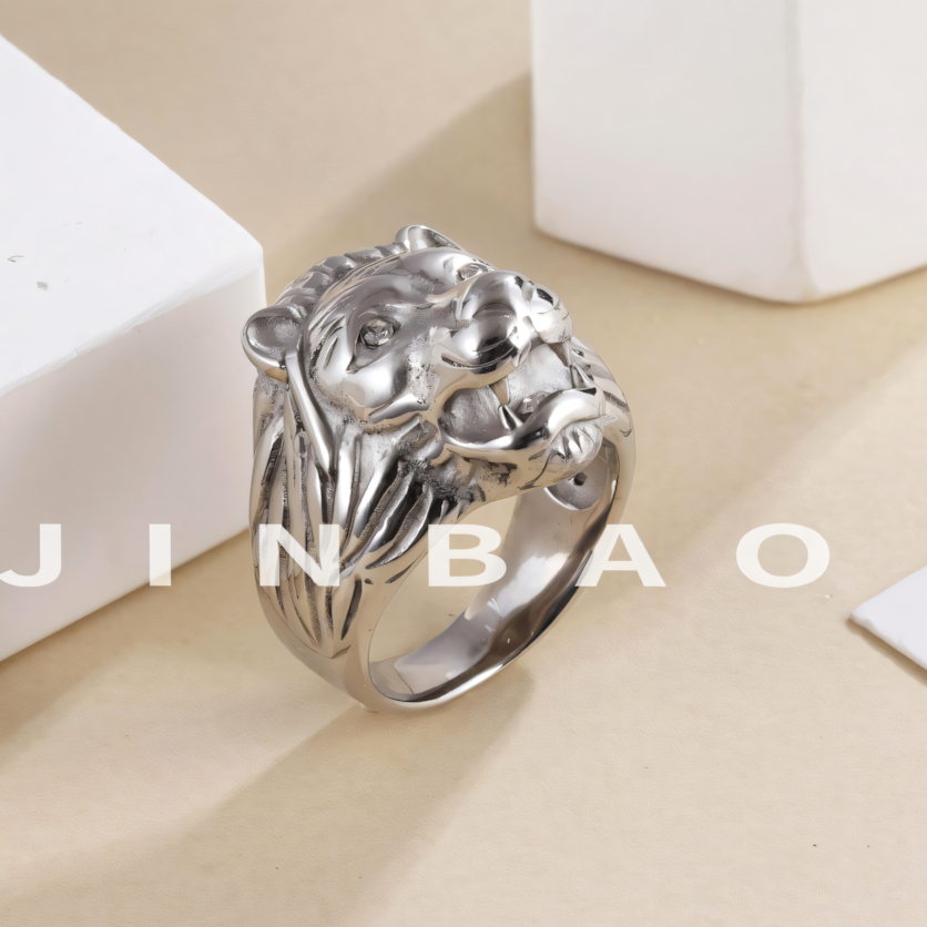 Stainless Steel Lion Head Men's Ring Vintage Style Classic Wild Jewelry | DZ996