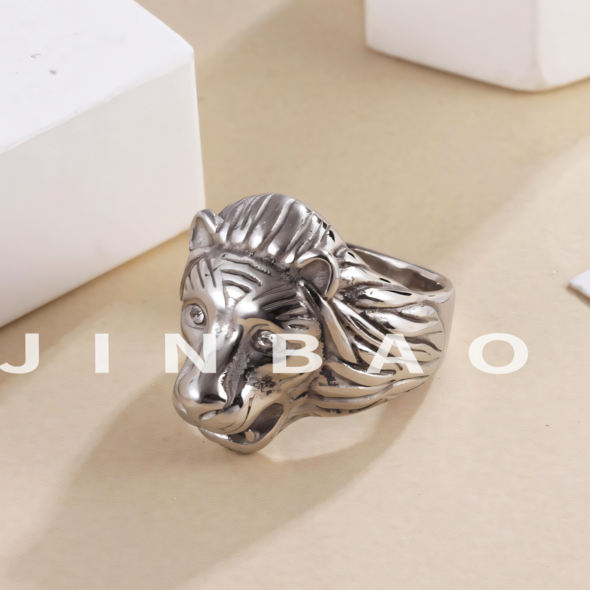 Stainless Steel Lion Head Men's Ring Vintage Style Classic Wild Jewelry | DZ996