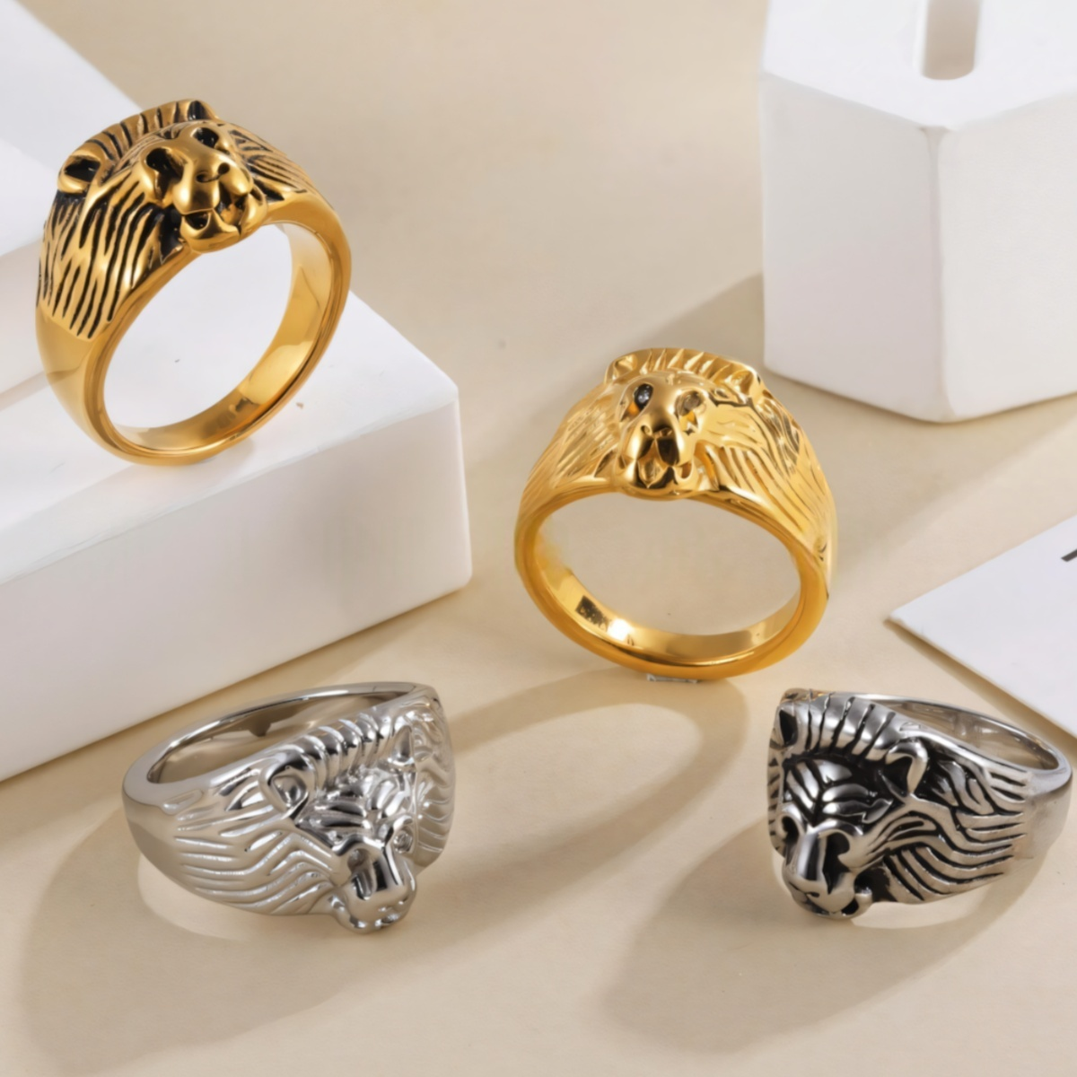 Retro lion head men's stainless steel ring | DZ338