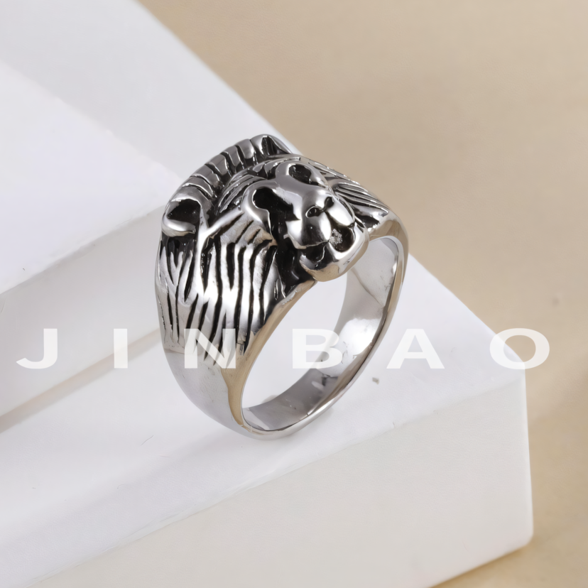Retro lion head men's stainless steel ring | DZ338