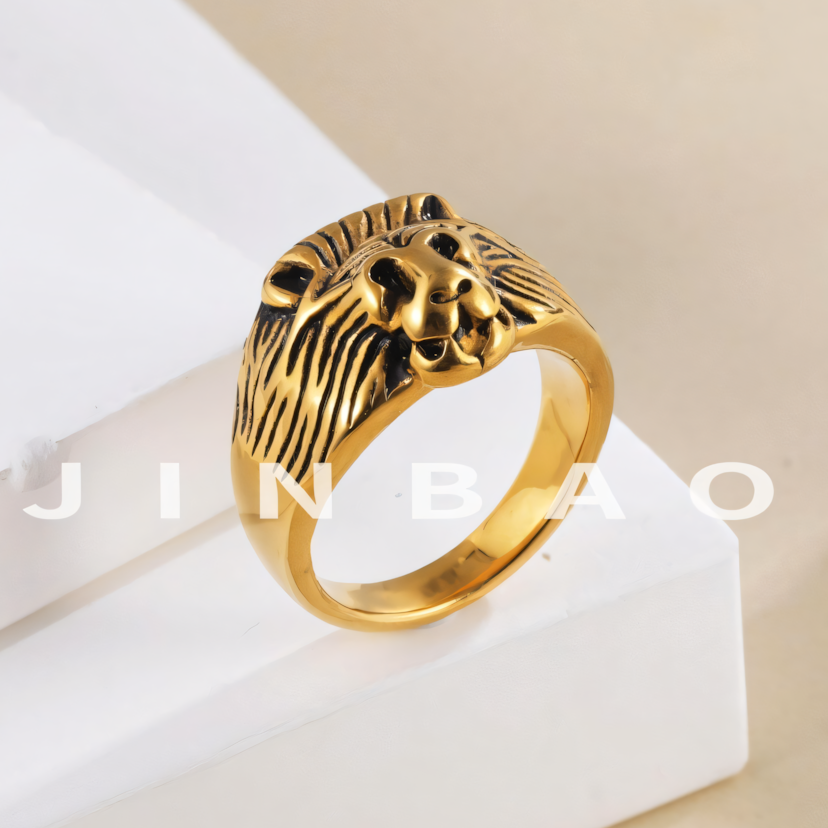Retro lion head men's stainless steel ring | DZ338